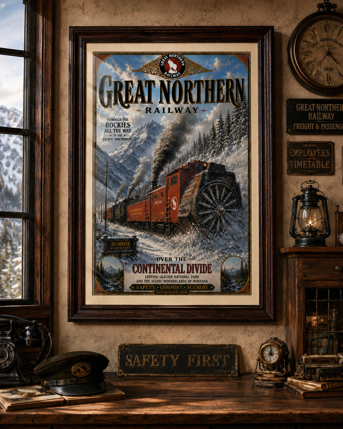 Great Northern Railway railroad train vintage style art poster 11 Great Northern Railway railroad train vintage style art poster 11