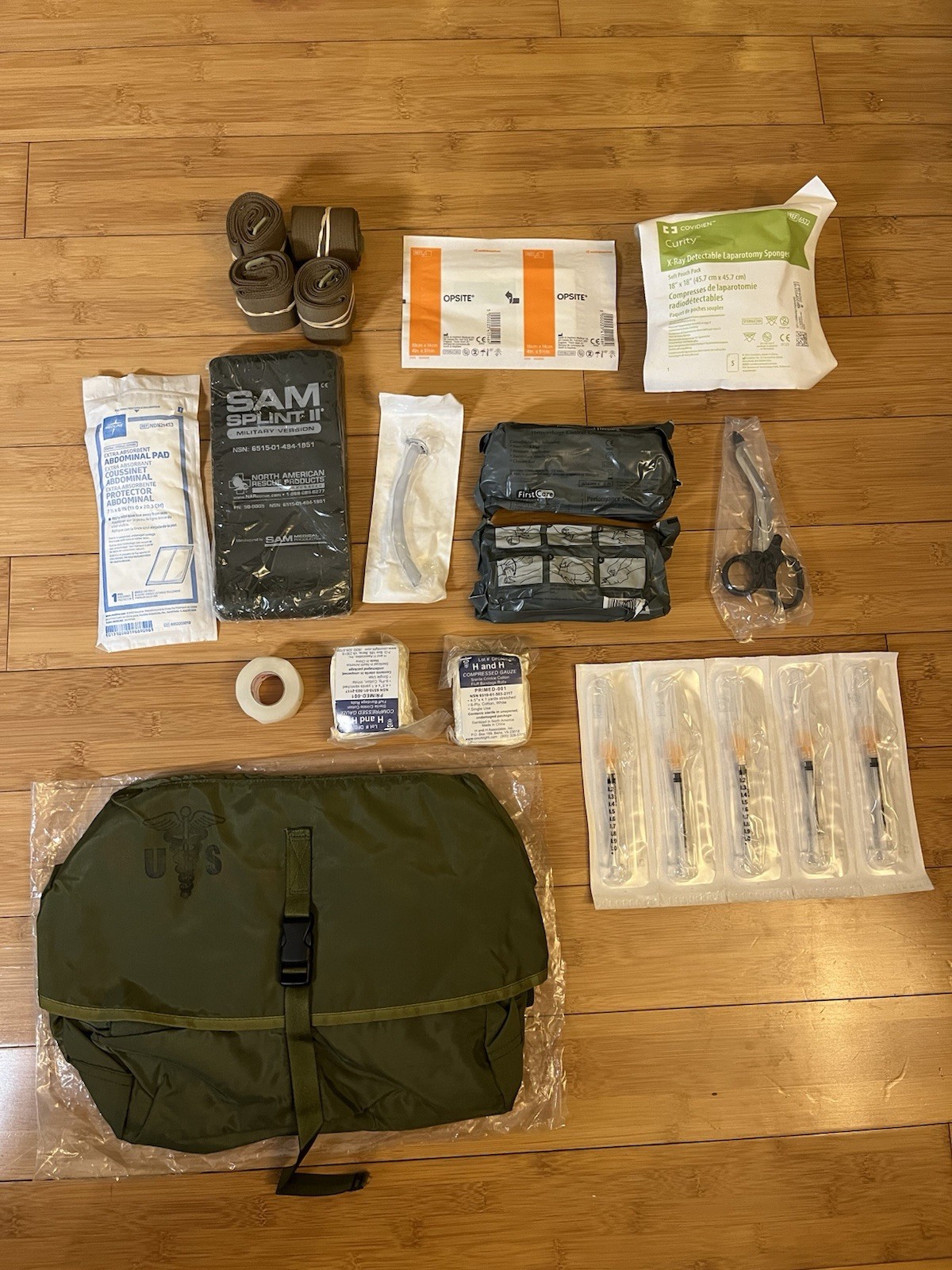 USGI OD Green CLS Alice Bag First Aid Tri-Fold Supply Kit Combat Lifesaver Army USGI OD Green CLS Alice Bag First Aid Tri-Fold Supply Kit Combat Lifesaver Army