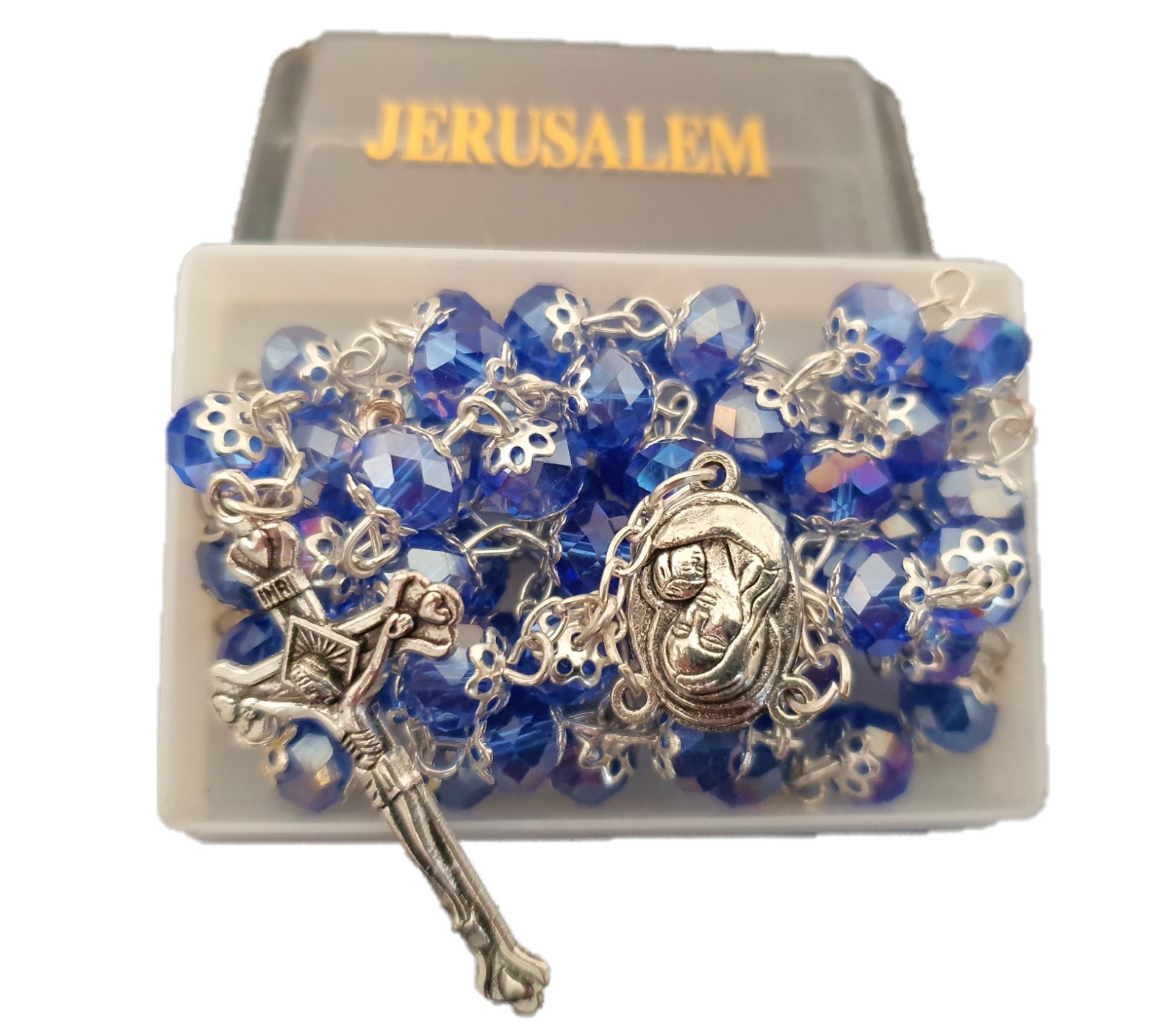 Catholic Blue Jerusalem Crystal Rosary