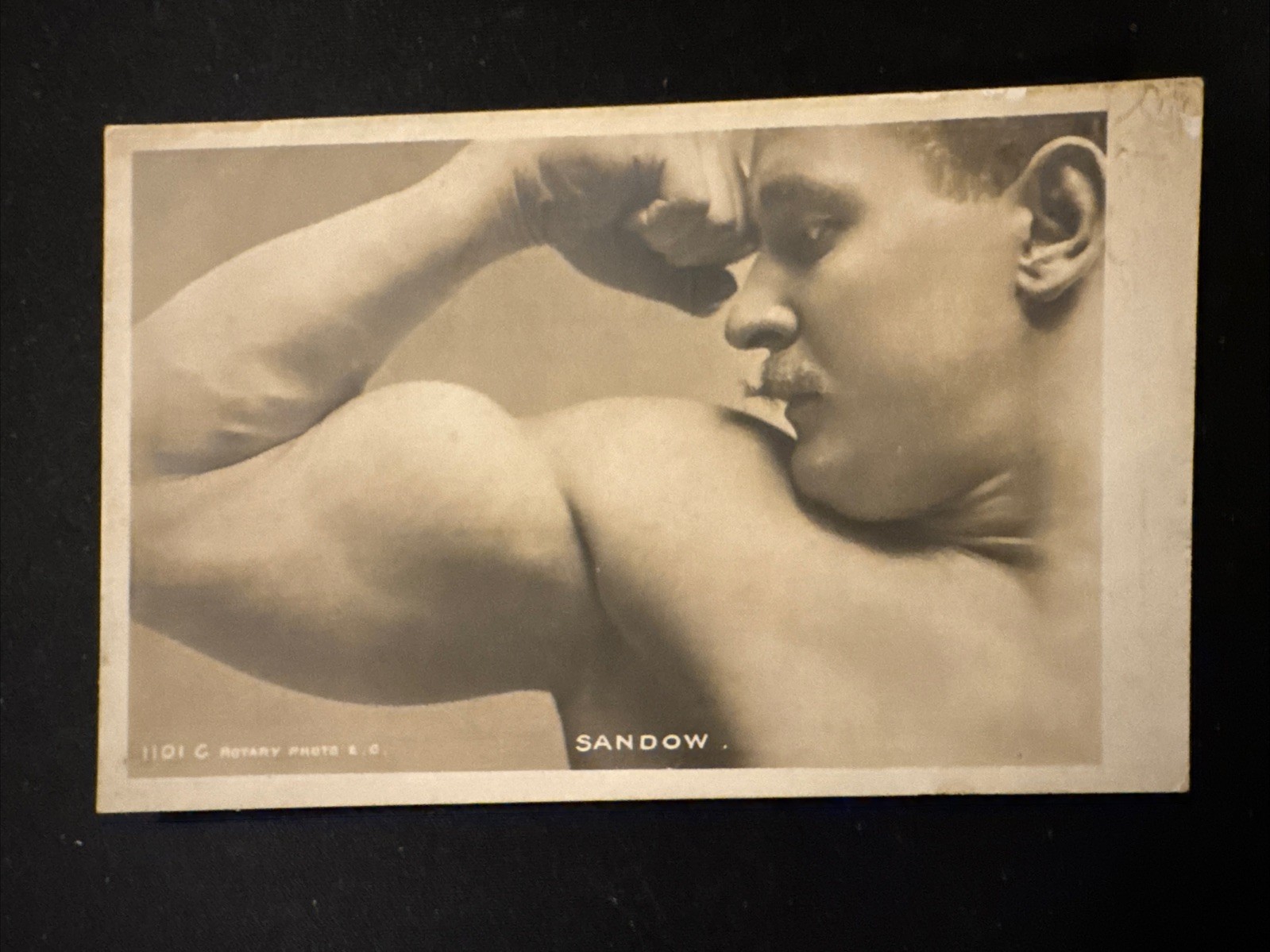C 1895 Sepia RPPC German Strongman Eugen Sandow 1101C Rotary Biceps Muscle Man C 1895 Sepia RPPC German Strongman Eugen Sandow 1101C Rotary Biceps Muscle Man