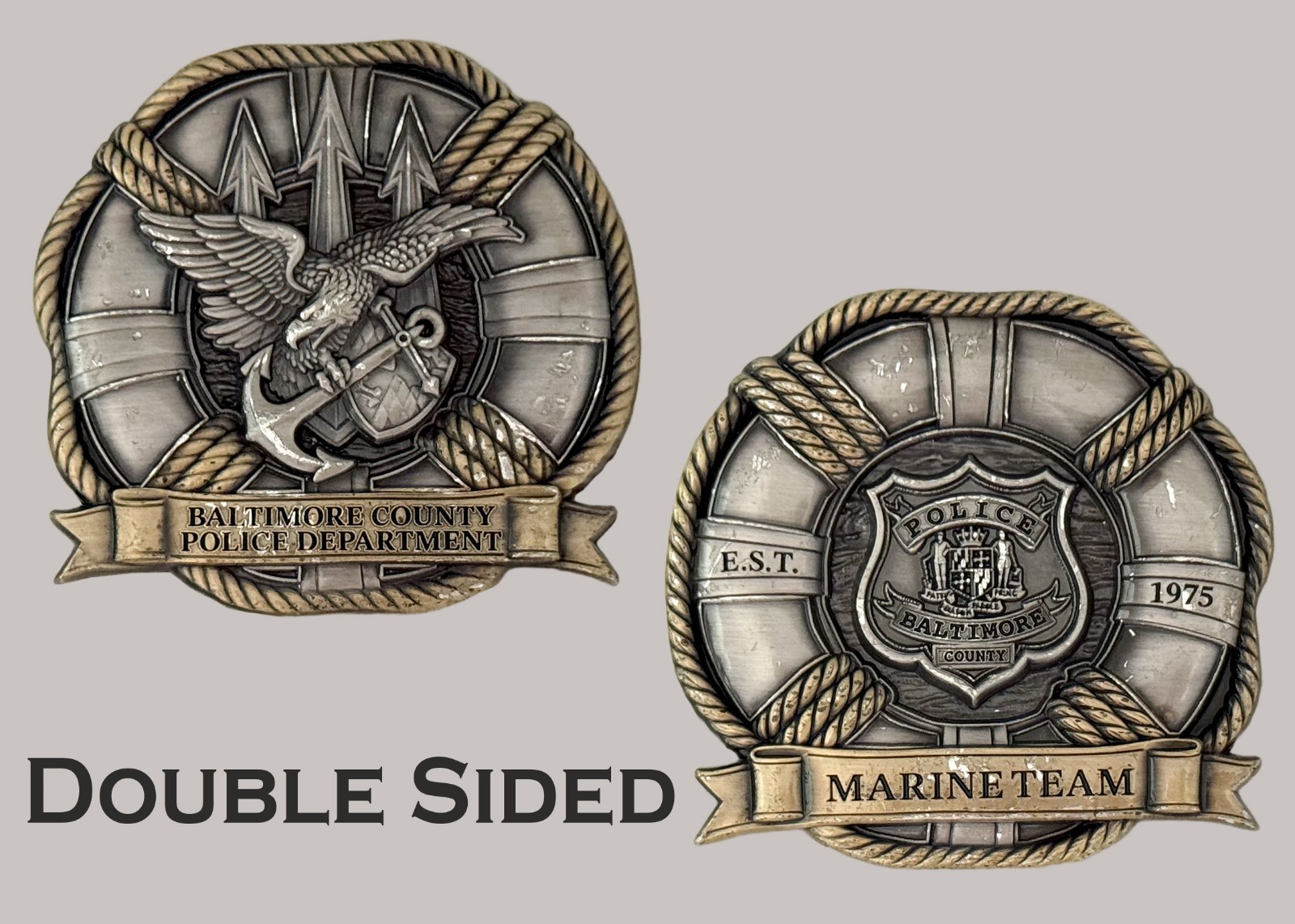 Baltimore County Police Marine Team Life Ring Shaped Challenge Coin  J#34