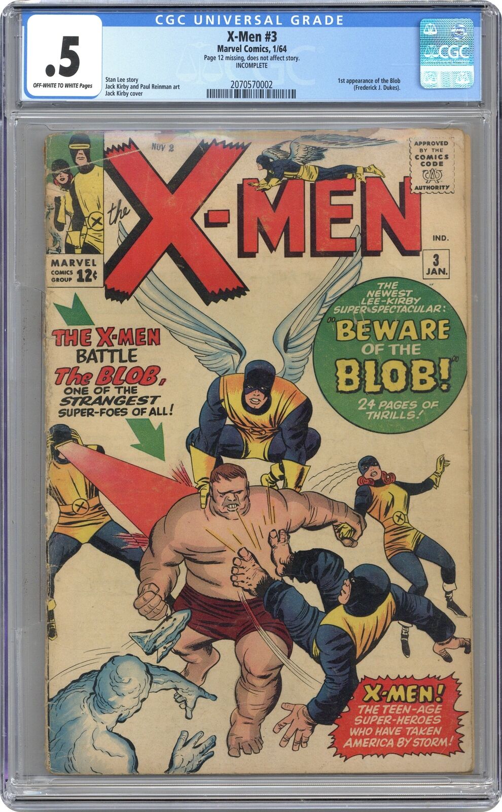 Uncanny X-Men #3 CGC 0.5 1964 2070570002 1st app. Blob