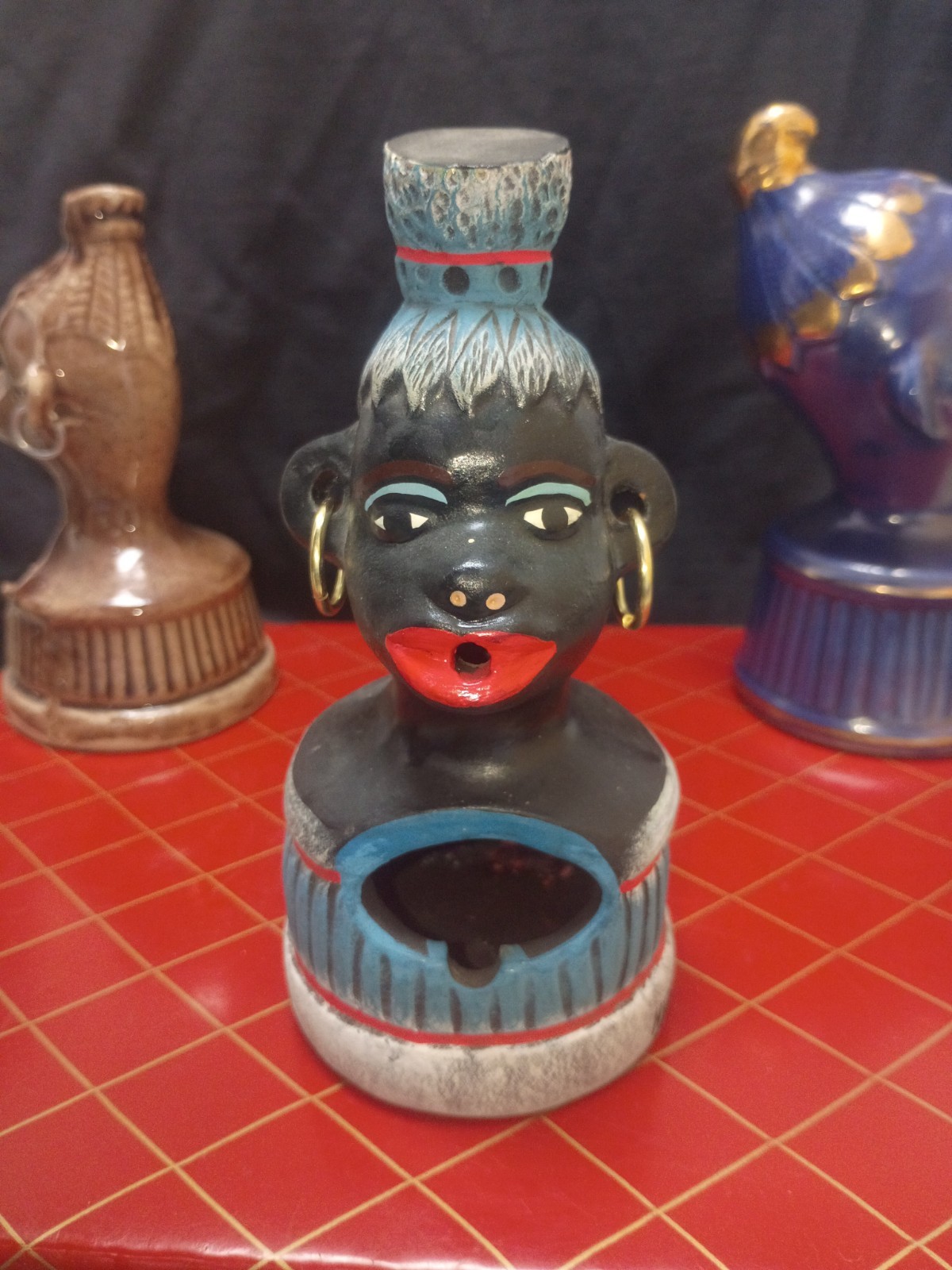 Vintage ~ 1950s African Zulu Smoking Lady Ashtray Rare HCA Barsony Version Vintage ~ 1950s African Zulu Smoking Lady Ashtray Rare HCA Barsony Version