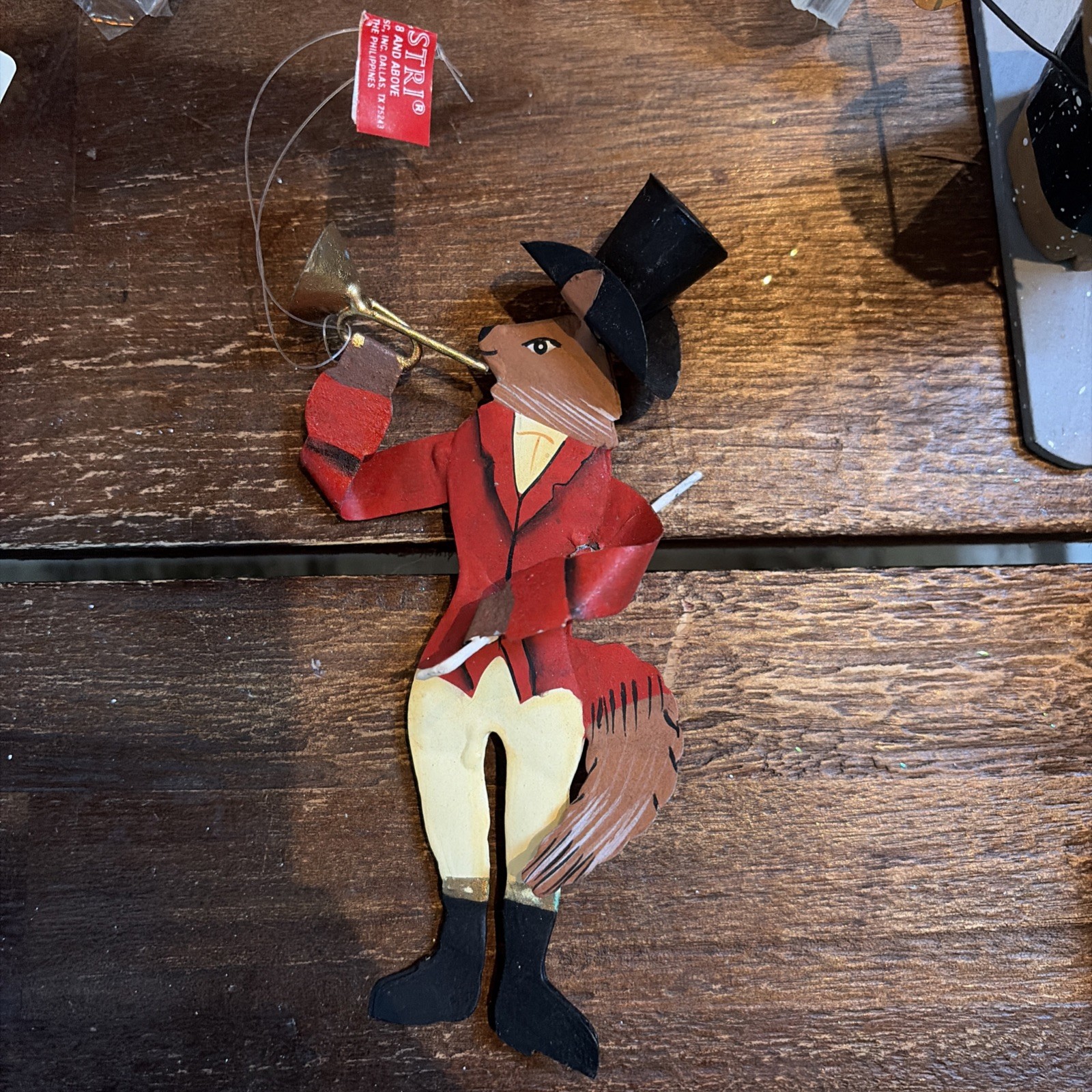 Vtg Silvestri Metal Fox In Red Hunting Outfit Hat & Horn Christmas Ornament 6” Vtg Silvestri Metal Fox In Red Hunting Outfit Hat & Horn Christmas Ornament 6”