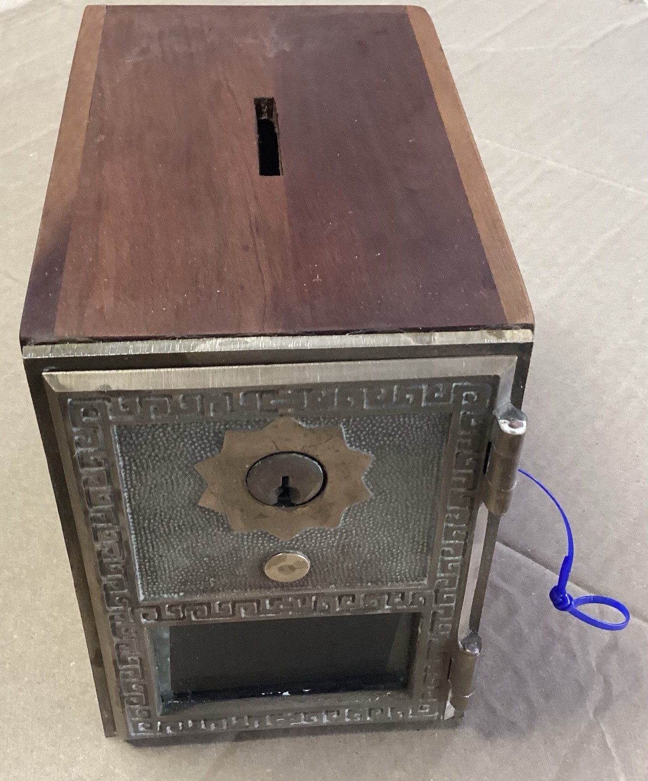Vintage USPS Brass Door Bank Cedar Box