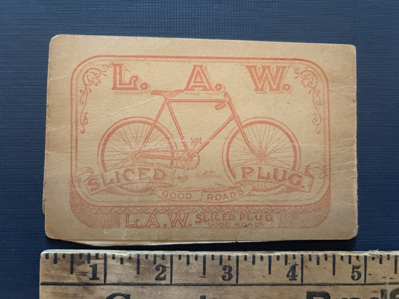 RARE 1890s Sliced Plug Tobacco Map Bicycle League of American Wheelmen Good Road