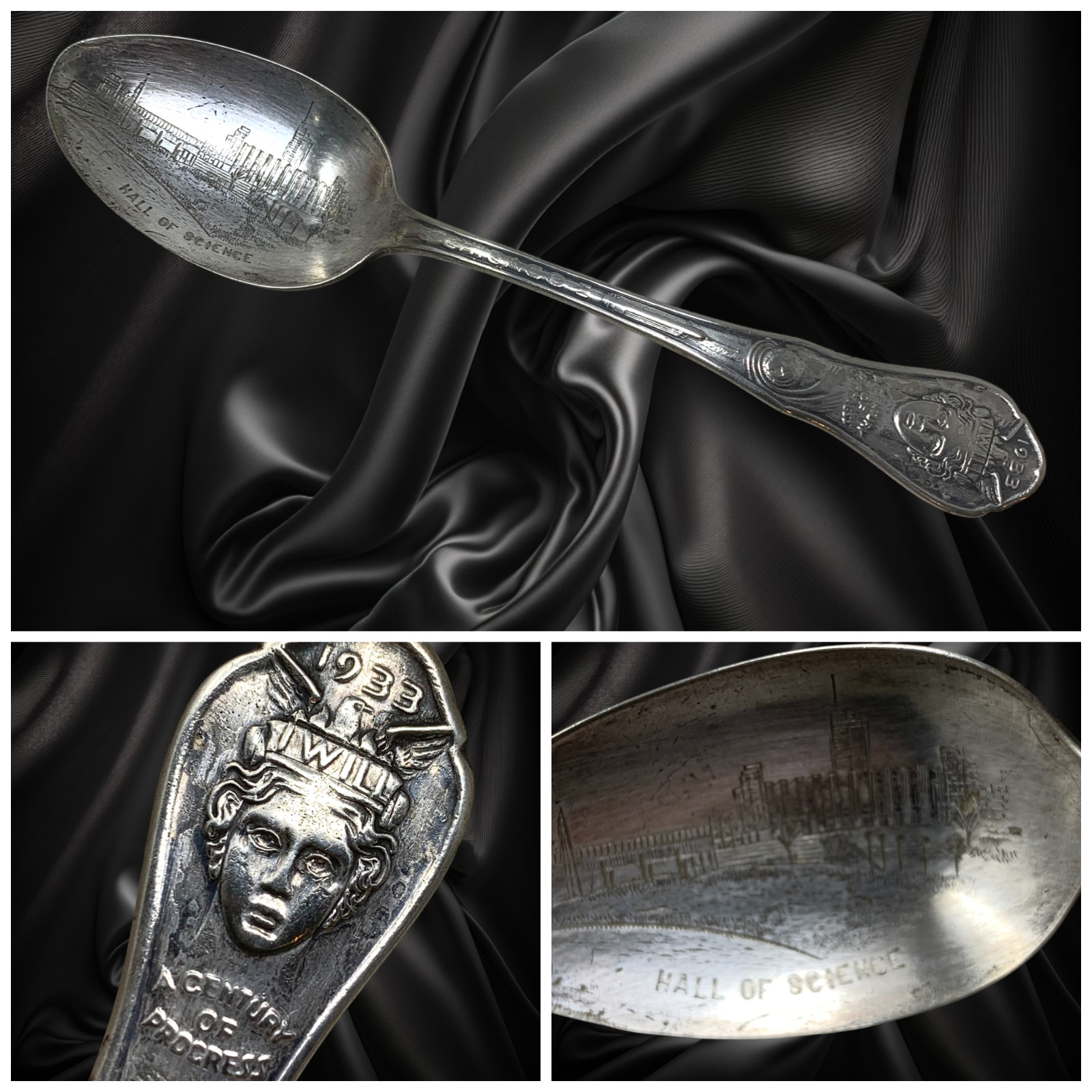 Vintage 1933 Chicago World’s Fair Hall of Science Souvenir Spoon Wm A. Rogers Vintage 1933 Chicago World’s Fair Hall of Science Souvenir Spoon Wm A. Rogers