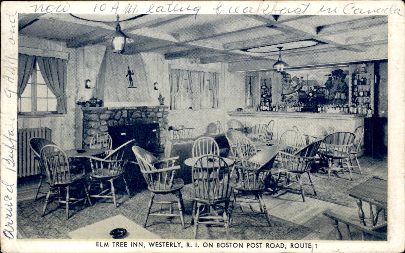 Westerly RI Inn Interior c1940s-50s Vintage Postcard