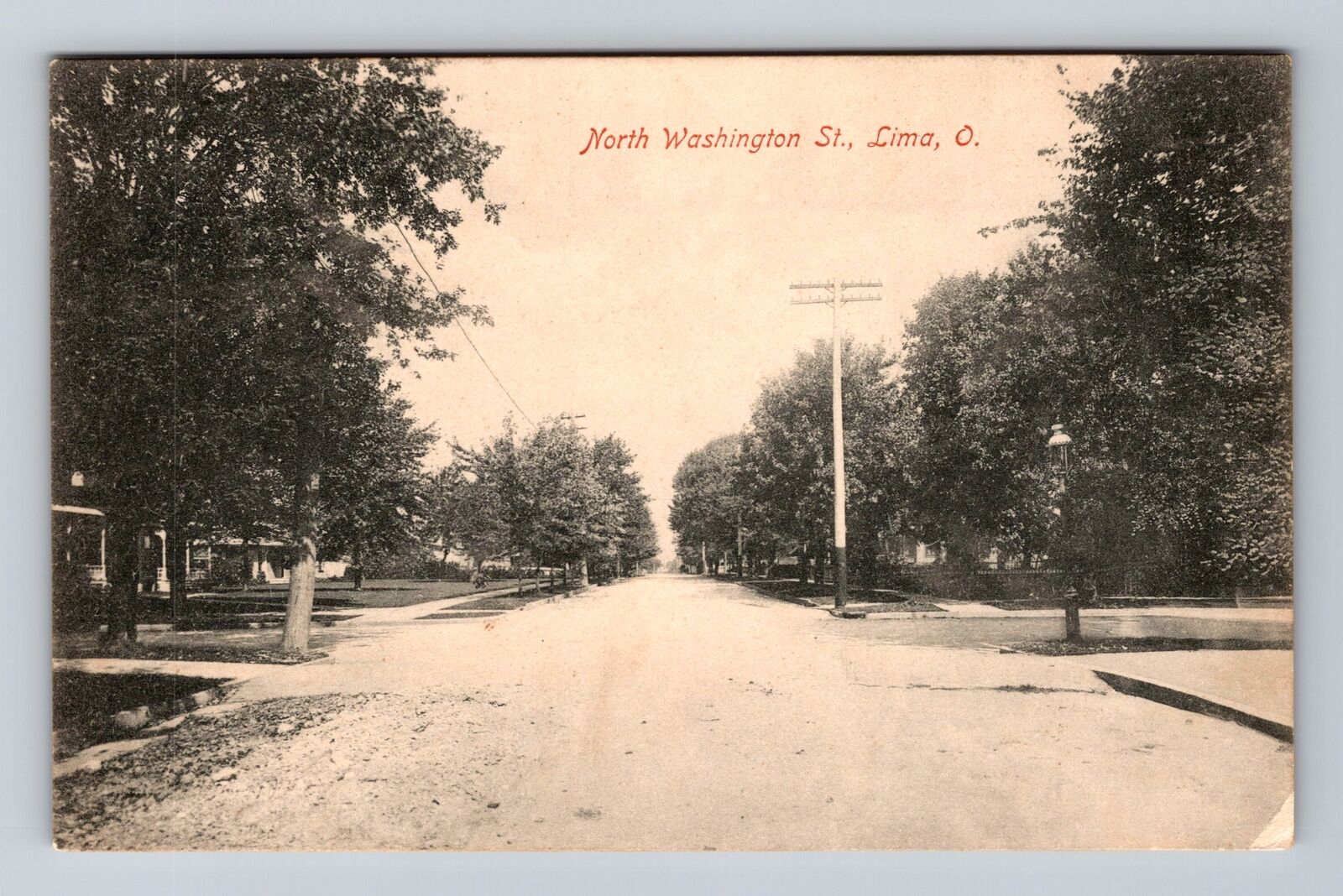 Lima OH-Ohio, Residential Section North Washington Street, Vintage Postcard
