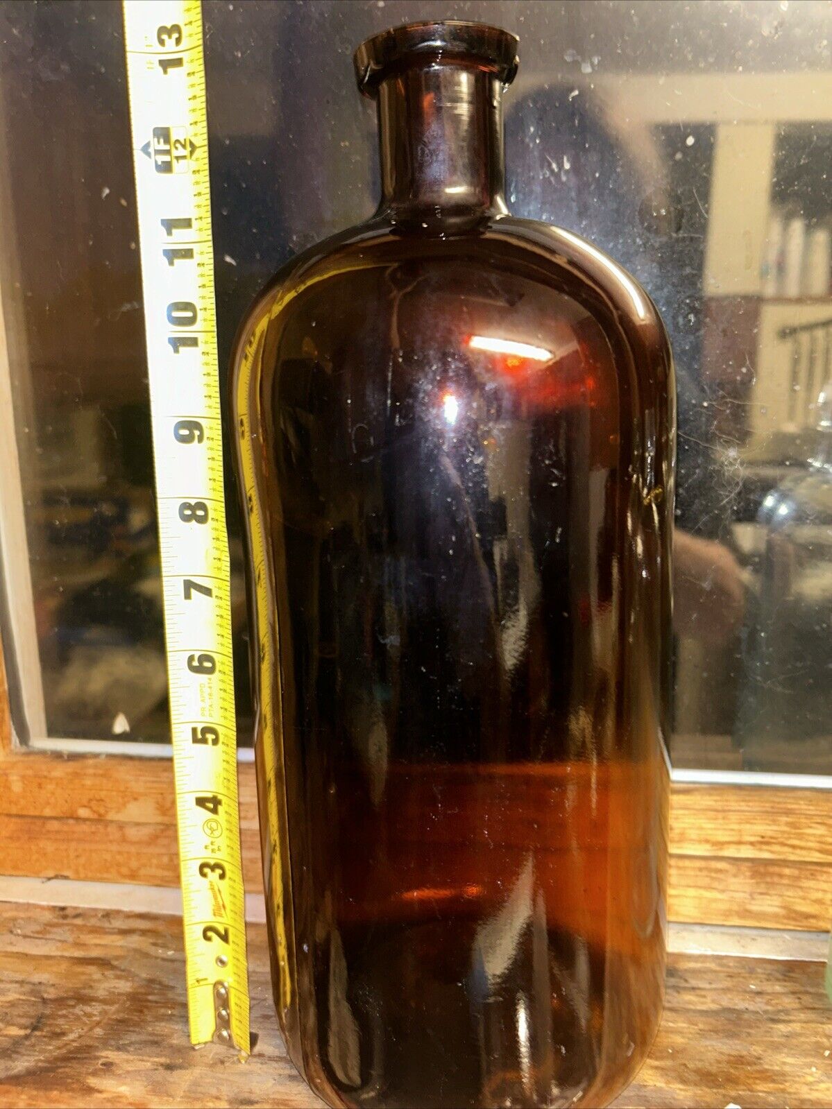 Large 1 Gallon Medicine cure bottle Amber 13 1/2 in 1890-1920 Pharmacy