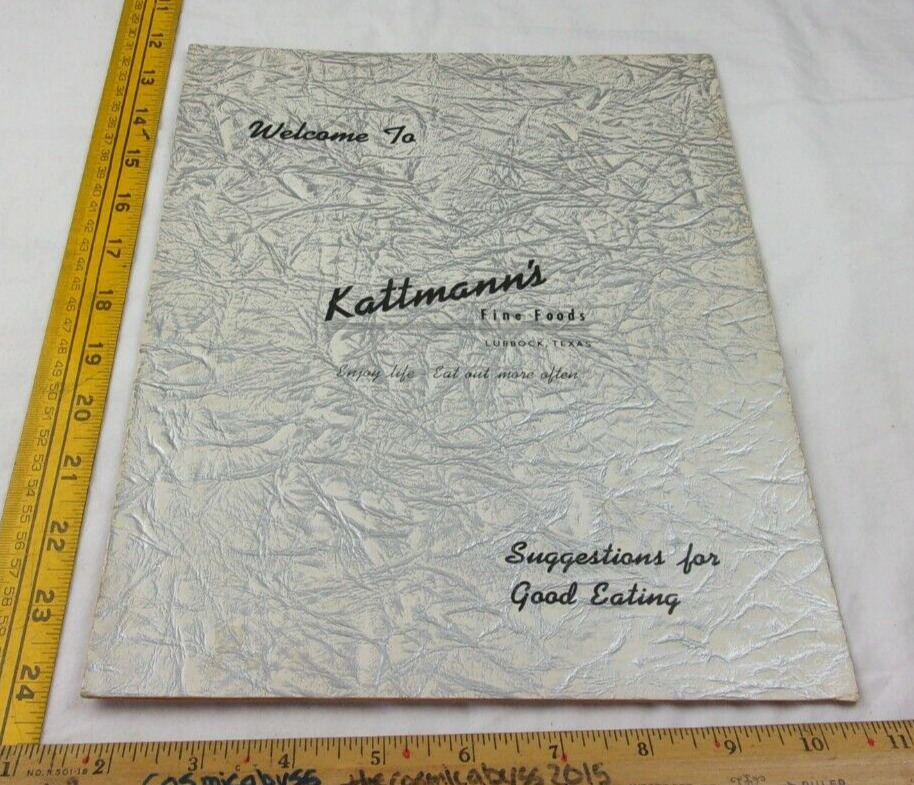 Kattmann's Fine Foods restaurant menu 1953 Lubbock Texas