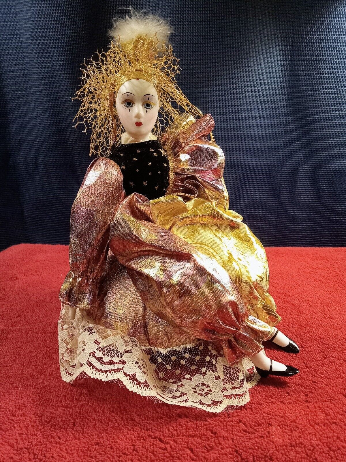 Jester Harlequin Musical Doll. Porcelain. Haunted Vintage. Very Active 