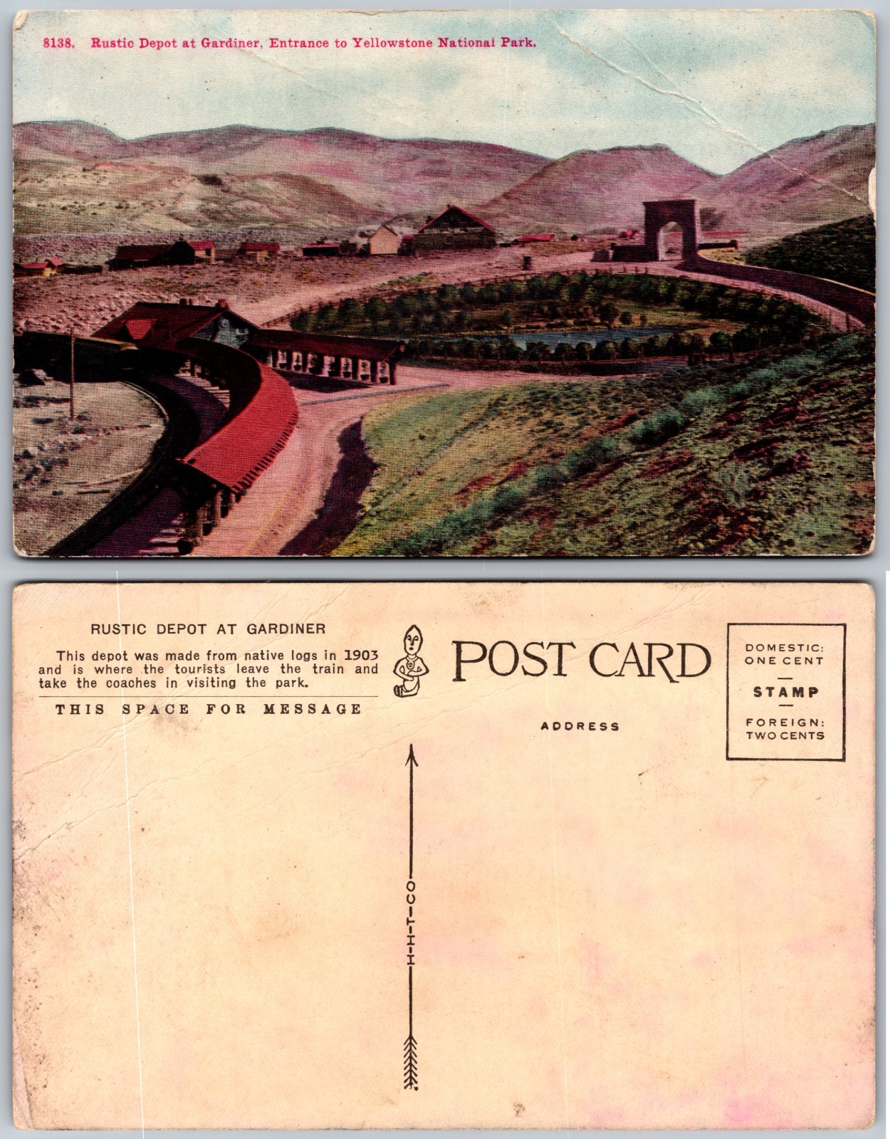 Rustic Depot Gardiner Yellowstone National Park Postcard Rustic Depot Gardiner Yellowstone National Park Postcard