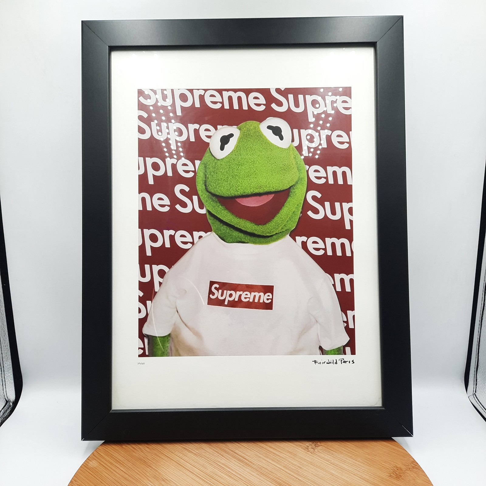Supreme x Kermit The Frog Poster Print Muppets Fairchild Paris 375/600 Framed Supreme x Kermit The Frog Poster Print Muppets Fairchild Paris 375/600 Framed