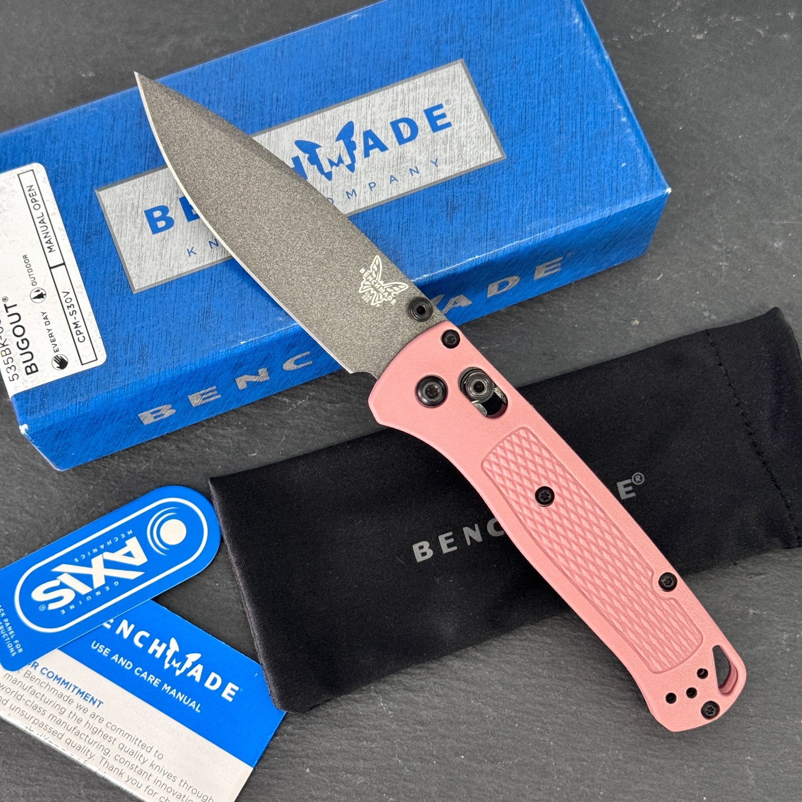 Benchmade Bugout 535BK-06 Black S30V Alpine Glow Grivory Handle Folding Knife Benchmade Bugout 535BK-06 Black S30V Alpine Glow Grivory Handle Folding Knife