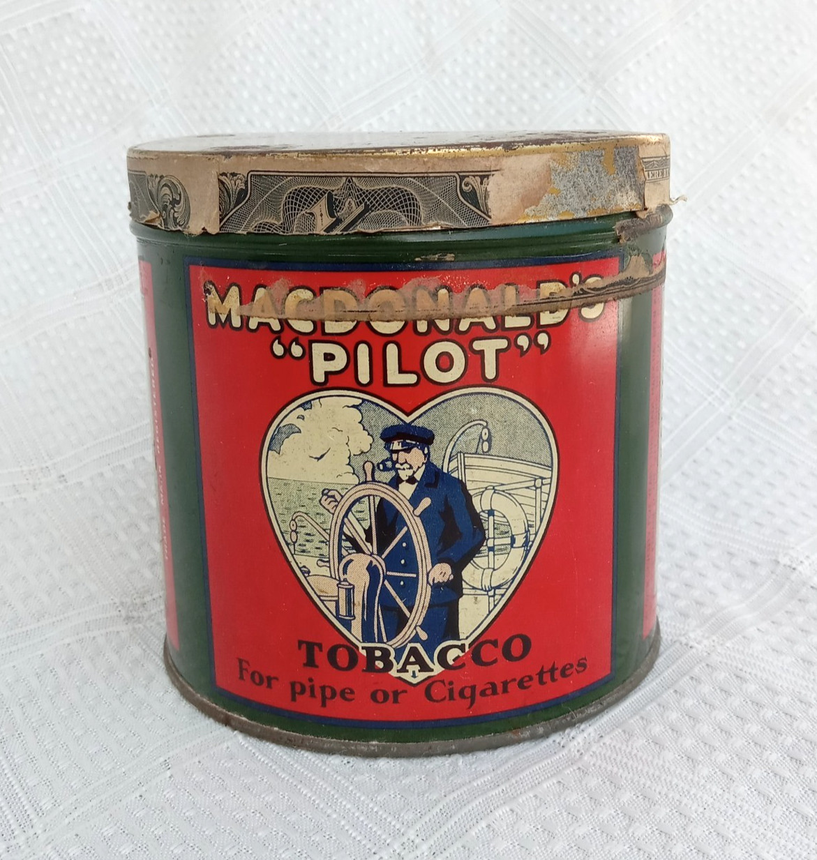 Rare MacDonald\'s Pilot Tobacco Can 1915 -- WWI Era Series 1915 Stamp -- Canada Rare MacDonald\'s Pilot Tobacco Can 1915 -- WWI Era Series 1915 Stamp -- Canada
