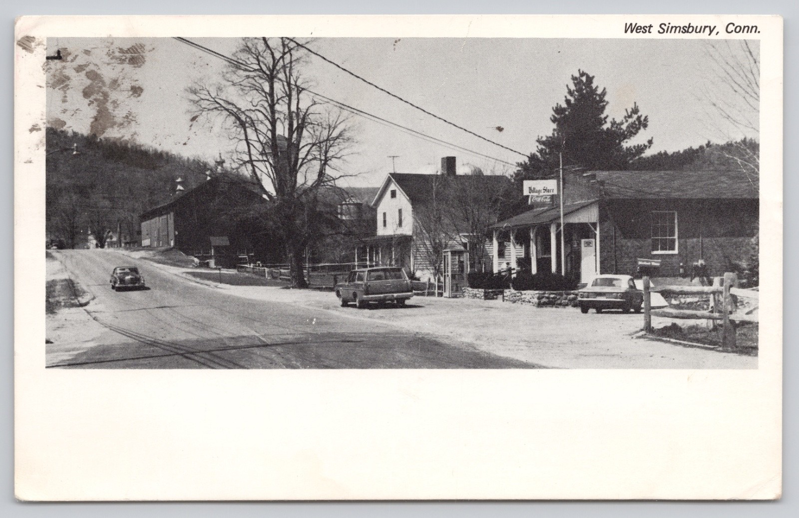 West Simsbury Connecticut, Street Scene Coca-Cola Sign CT 1969 Postcard