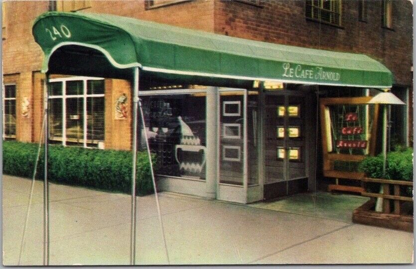 c1950s NEW YORK CITY Postcard LE CAFE ARNOLD 240 Central Park South / Unused