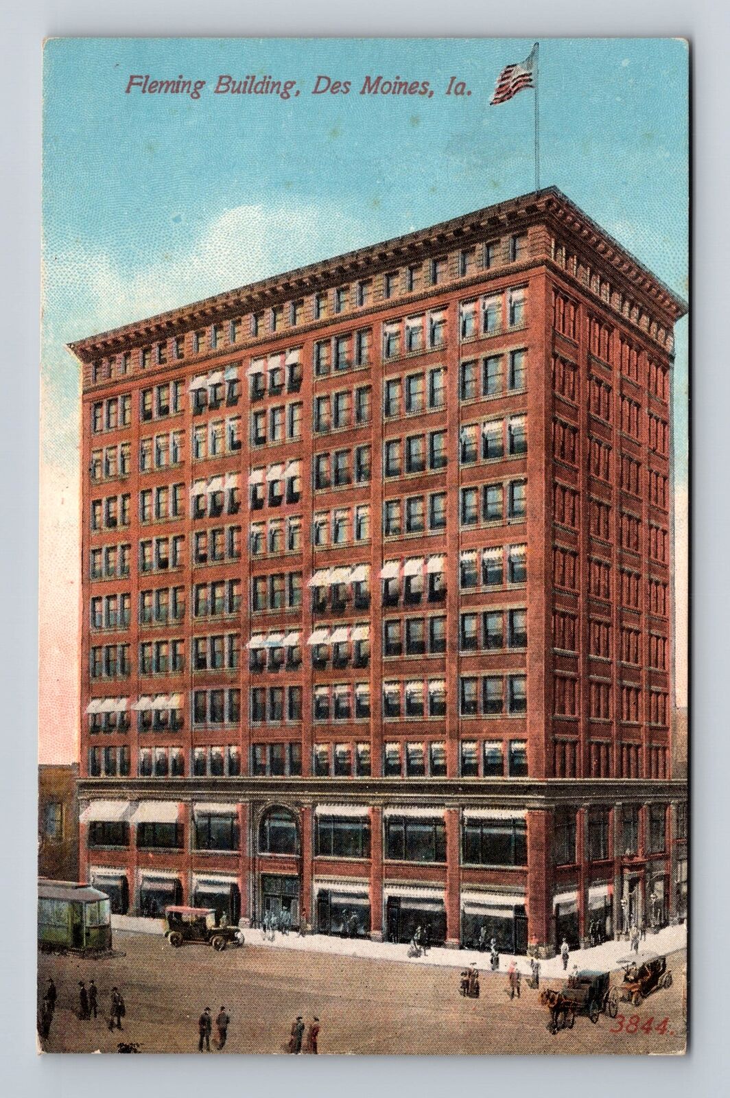 Des Moines IA-Iowa, Fleming Building, Advertisement, Vintage c1916 Postcard