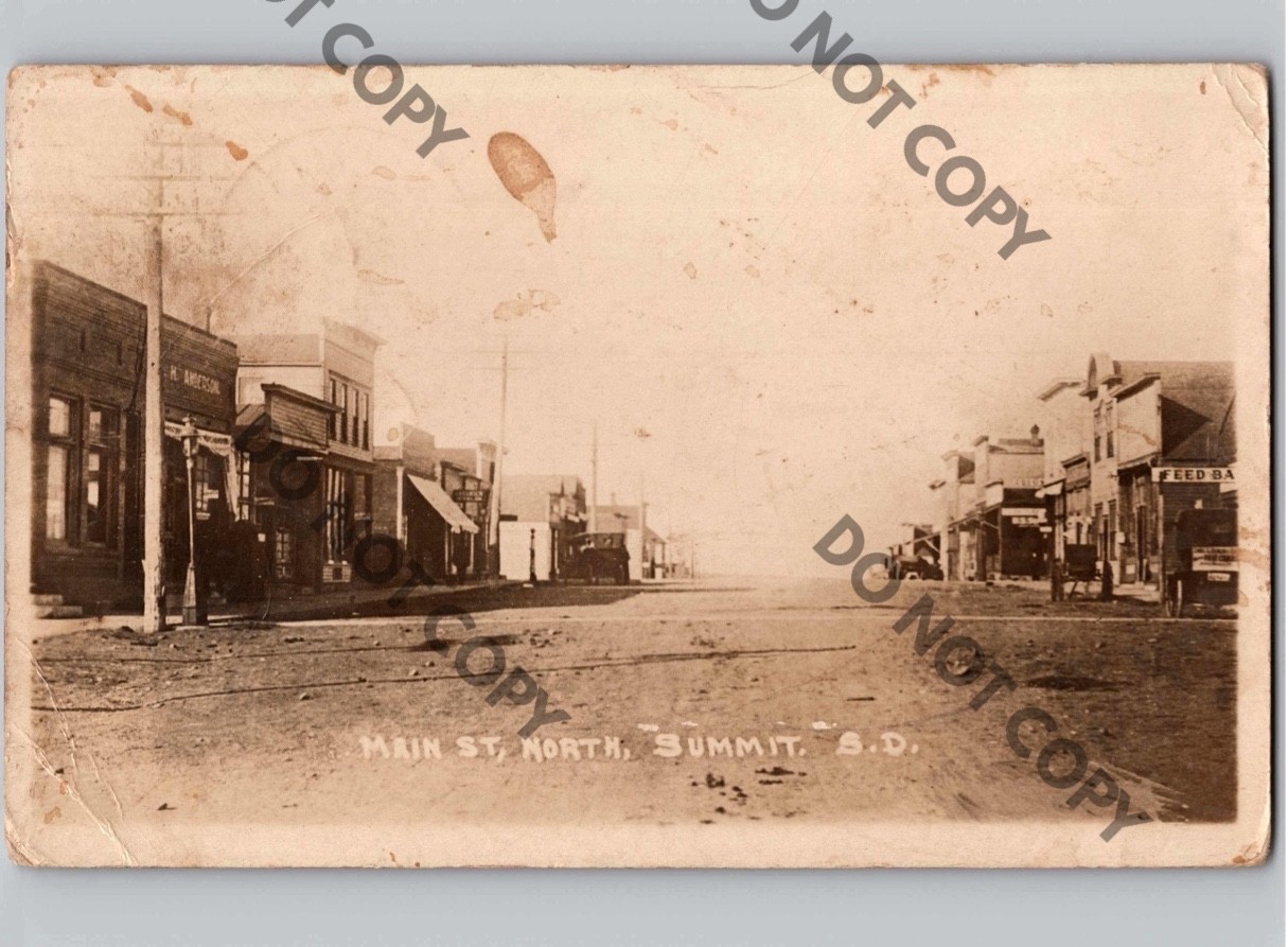c1916 Main St Street View SUMMIT South Dakota SD Roberts County RPPC Real Photo