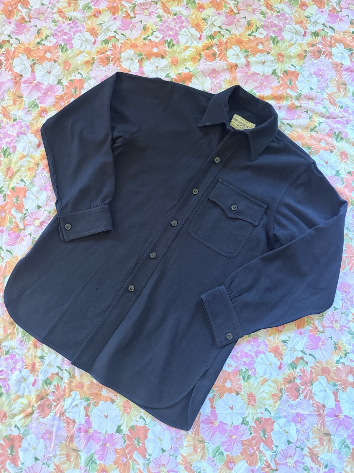 Vintage 1940's WWII US Navy CPO Wool Shirt - Named - L WW2 Vintage 1940's WWII US Navy CPO Wool Shirt - Named - L WW2