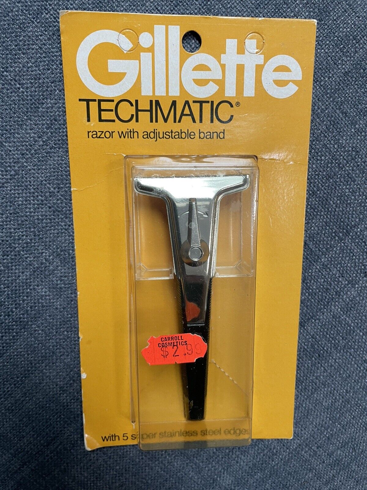 Gillette Techmatic Razor W/Adjustable Razor Band Whit 5 Stainless Steel Edges