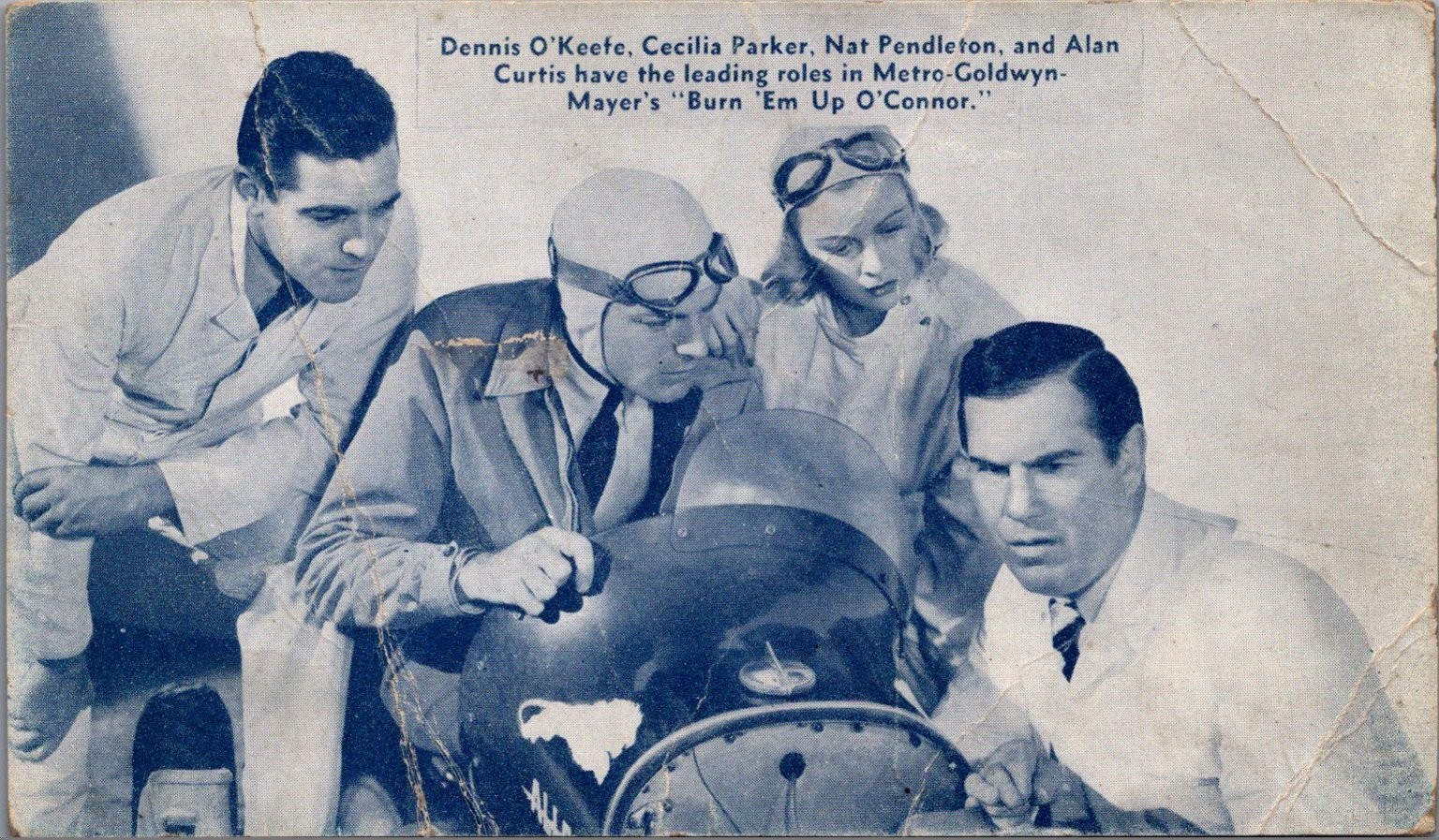 Burn 'Em Up O'Connor MGM Movie Promo Postcard 1939 Dennis O'Keefe Parker