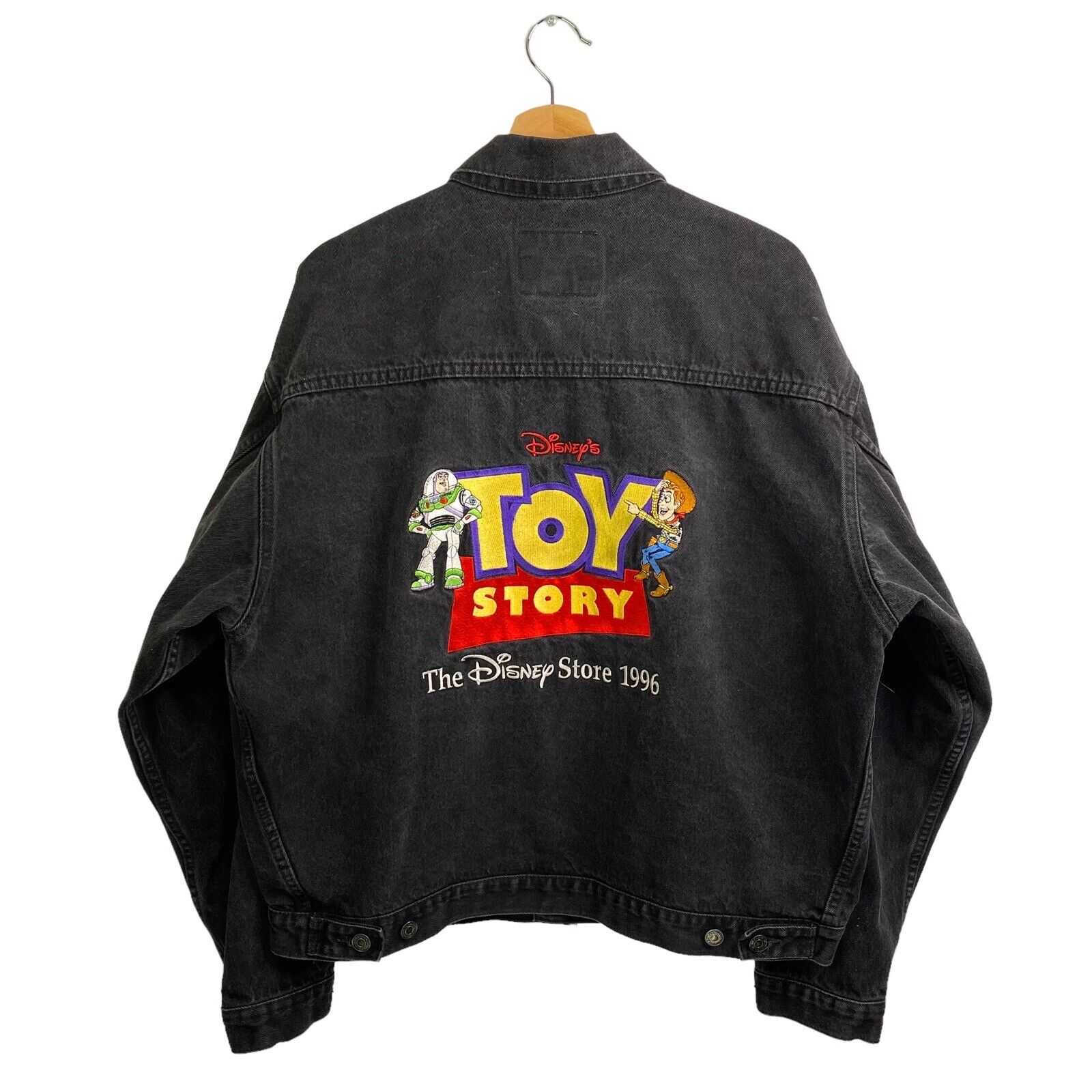 1996 Toy Story Disney Store Promo Black Denim Staff Jean Jacket 90s VTG SZ - XL