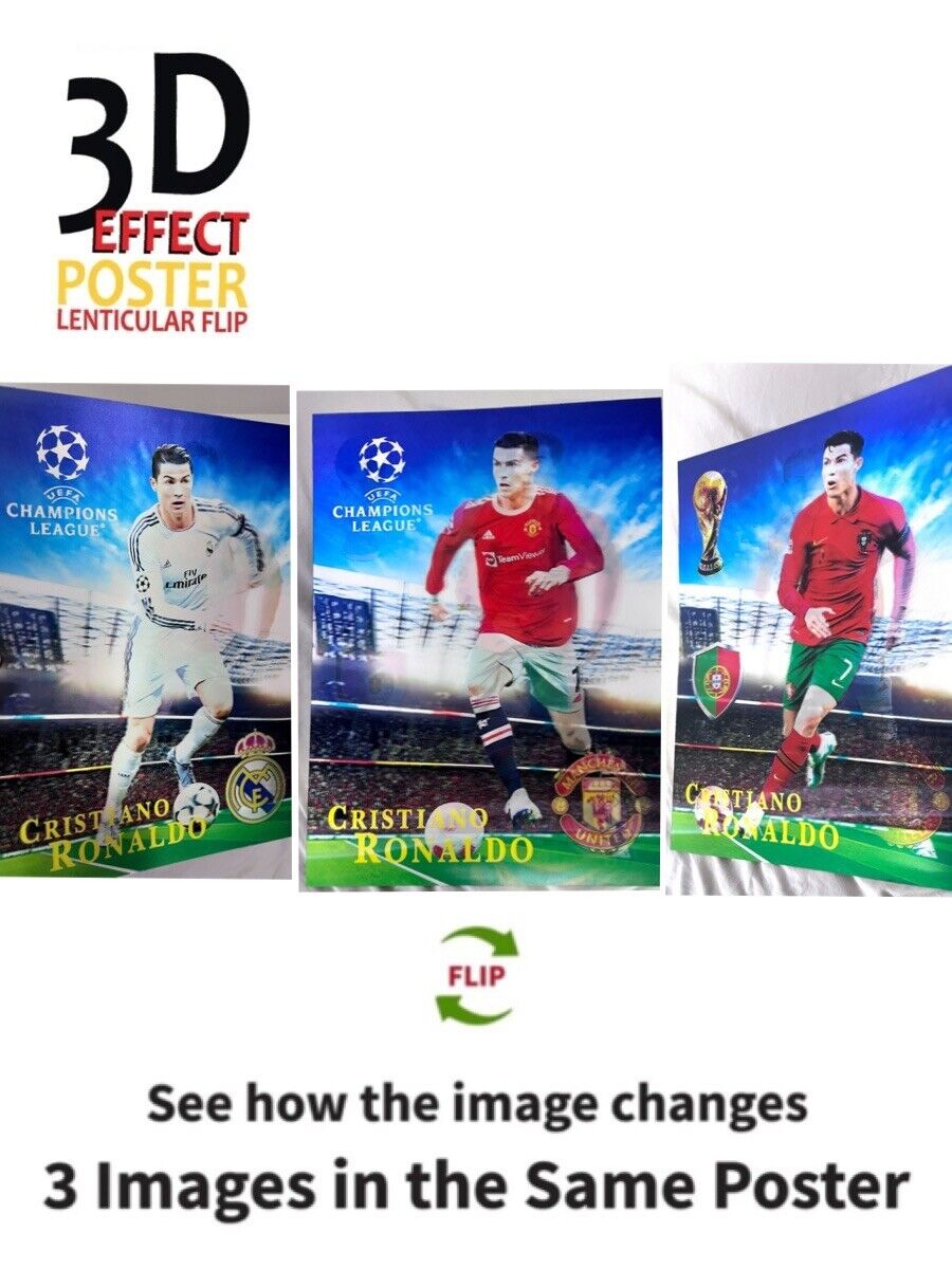 Cristiano Ronaldo-3D Poster ,3D Lenticular-3 Images Change