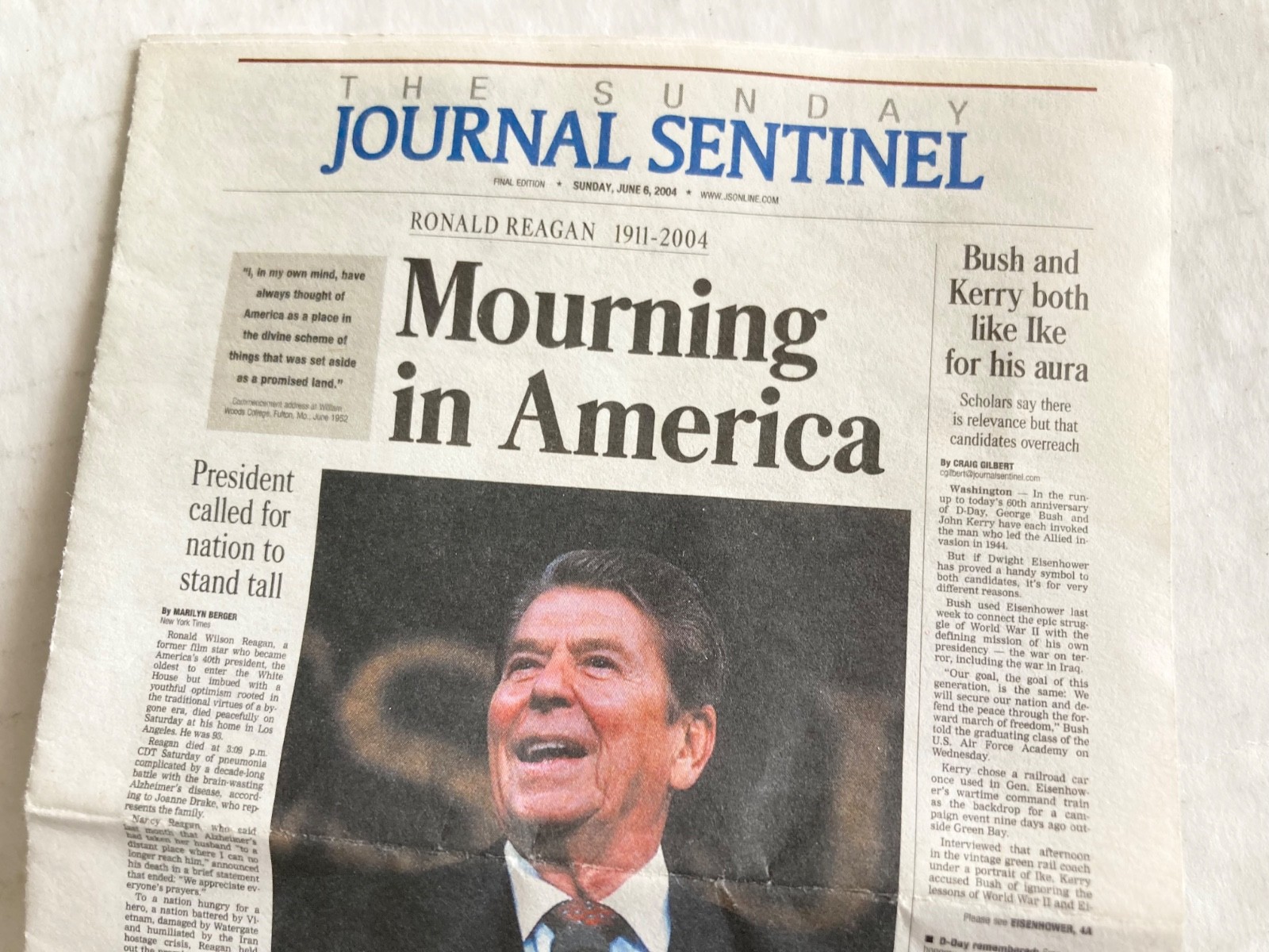 Vintage Milwaukee Journal Sentinel Miniature Newspaper Souvenir Paper Reagan Vintage Milwaukee Journal Sentinel Miniature Newspaper Souvenir Paper Reagan