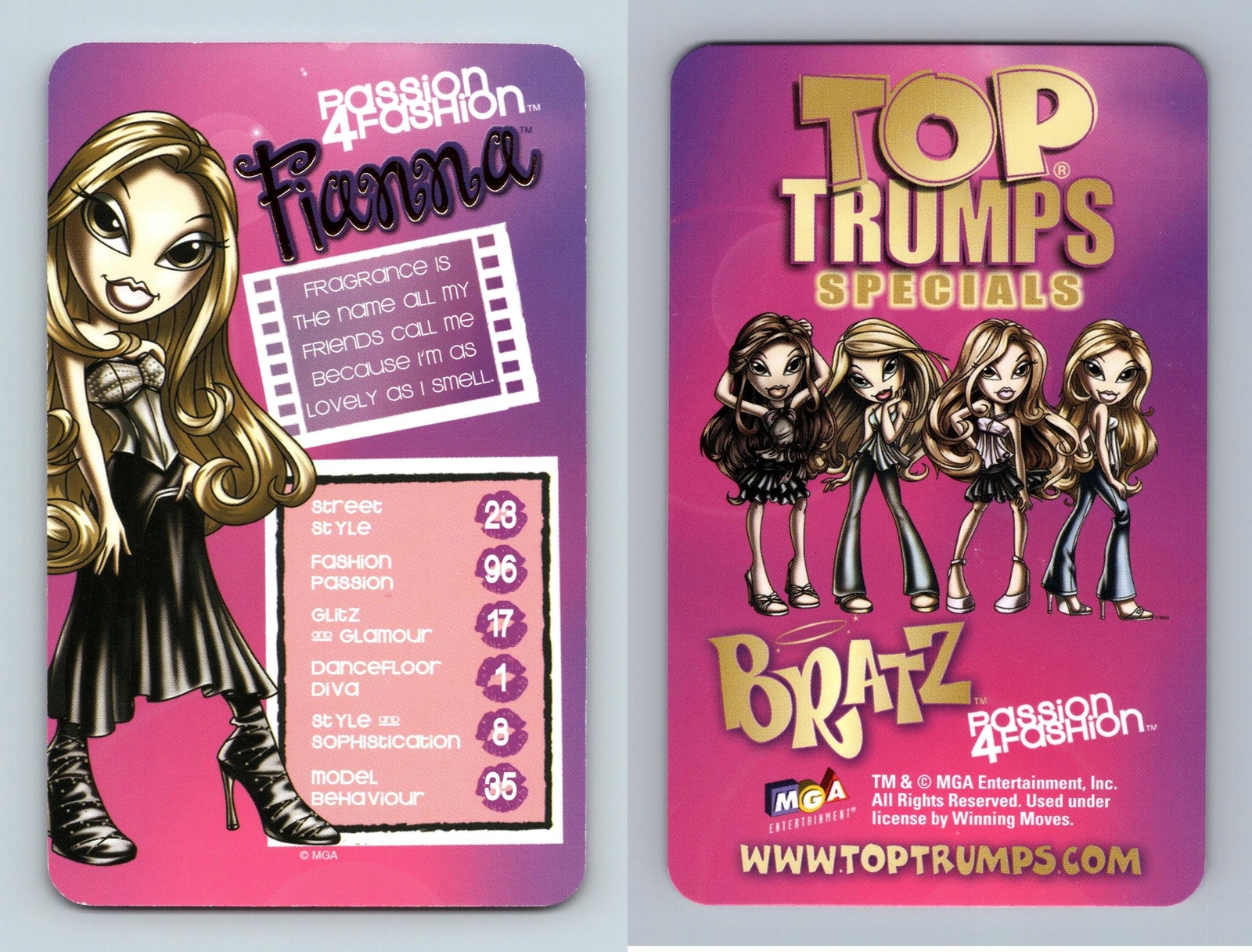 Passion 4 Fashion Fianna - Bratz Passion 4 Fashion Top Trumps Specials Card