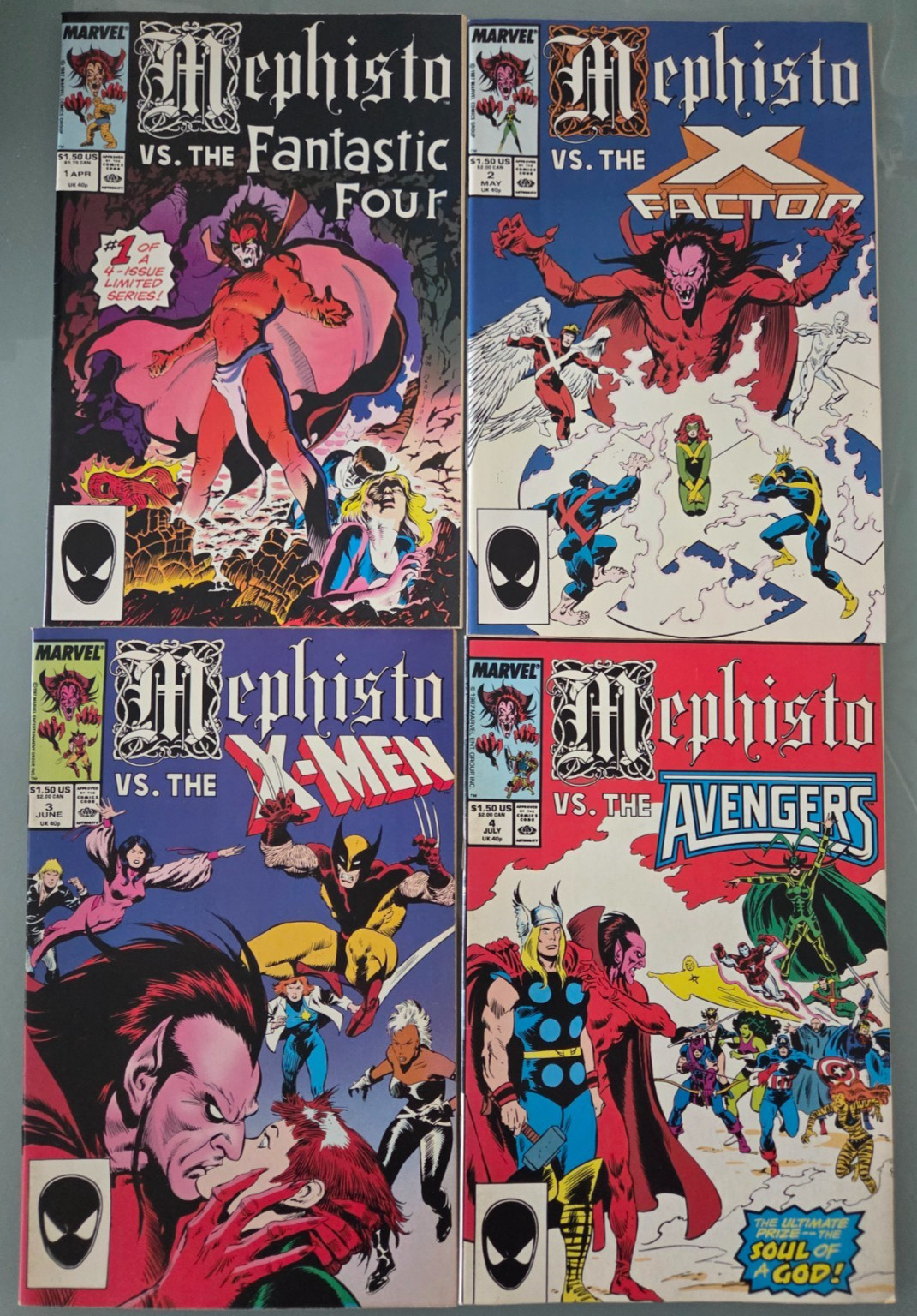 MEPHISTO VS #1-4 (1987) MARVEL COMICS FULL SERIES FANTASTIC FOUR X-MEN MEPHISTO VS #1-4 (1987) MARVEL COMICS FULL SERIES FANTASTIC FOUR X-MEN