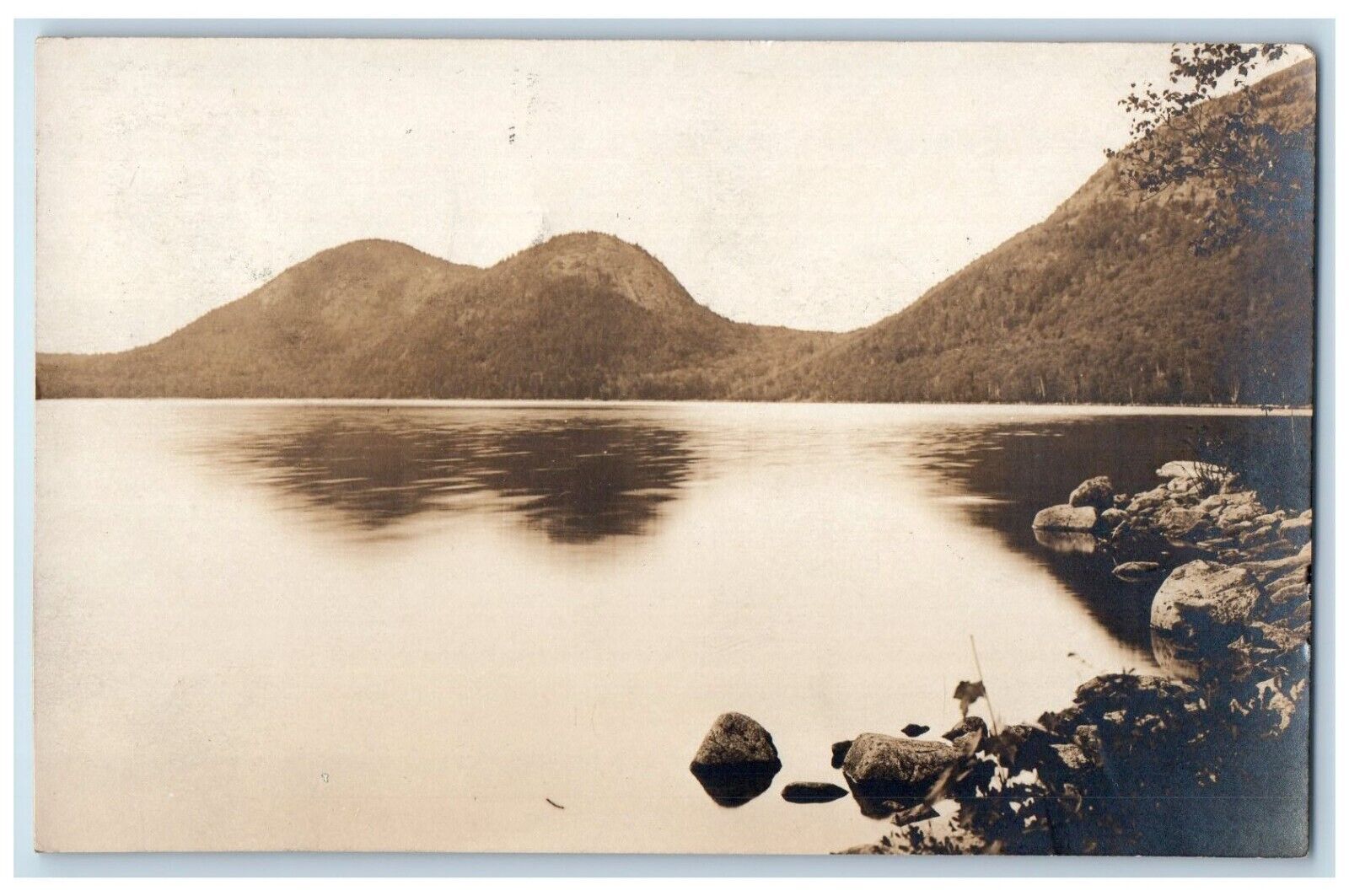 1924 View Of Jordan Pond Mt. Desert Maine ME Vintage RPPC Photo Postcard