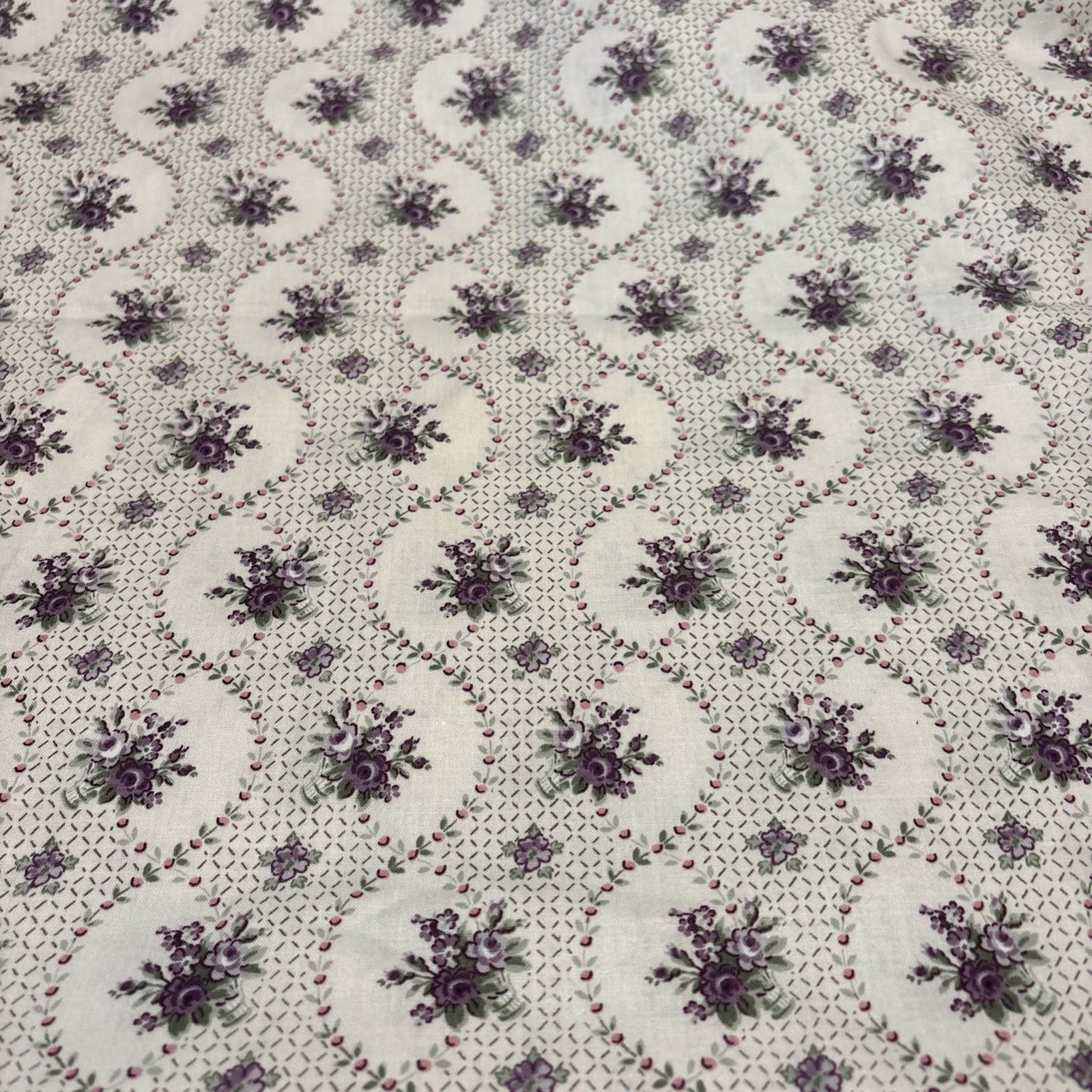 Vintage Laura Ashley English Country Botanical Floral Cotton Fabric 54x35 1980s