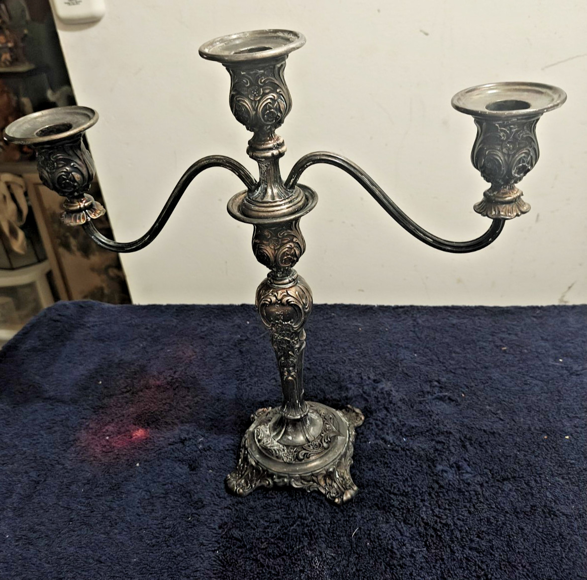 Vintage Victorian Rose Candelabra Wm Rogers & Son Convertible Silver Plate Vintage Victorian Rose Candelabra Wm Rogers & Son Convertible Silver Plate