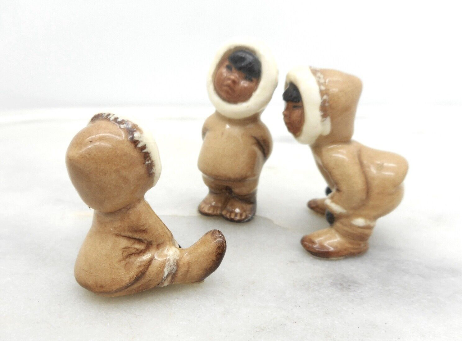 Vintage Hagan Renaker Discontinued Alaska Eskimo 3 Figurines 1970\'s Collectible