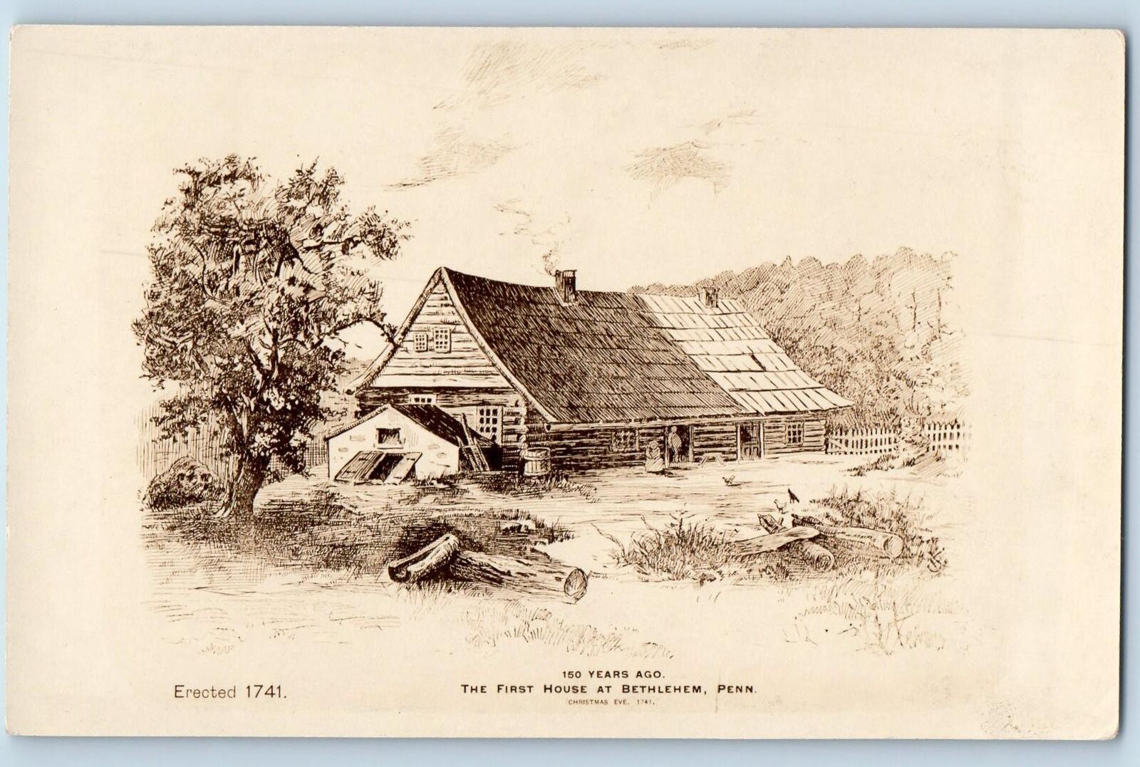 Buck Hills Falls Pennsylvania PA Postcard 150 Years Ago The First House c1940's