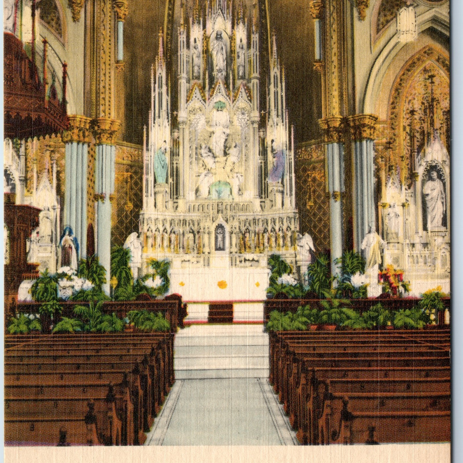 c1940s Lebanon PA St Mary Assumption  Catholic Church Interior Cathedral PC A246