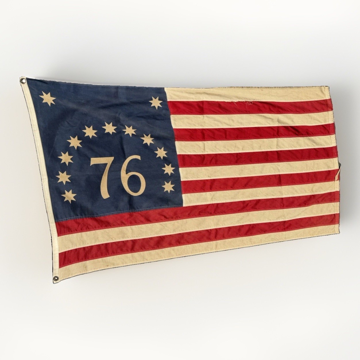 Vintage 1976 Bicentennial 76 3x5 Cotton American Flag USA Worn Distressed