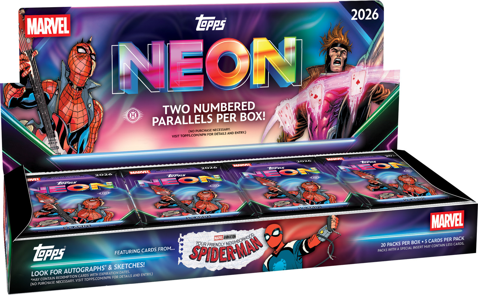 2026 TOPPS NEON MARVEL HOBBY BOX (100 Cards) Disney Brand New Sealed Presale QTY