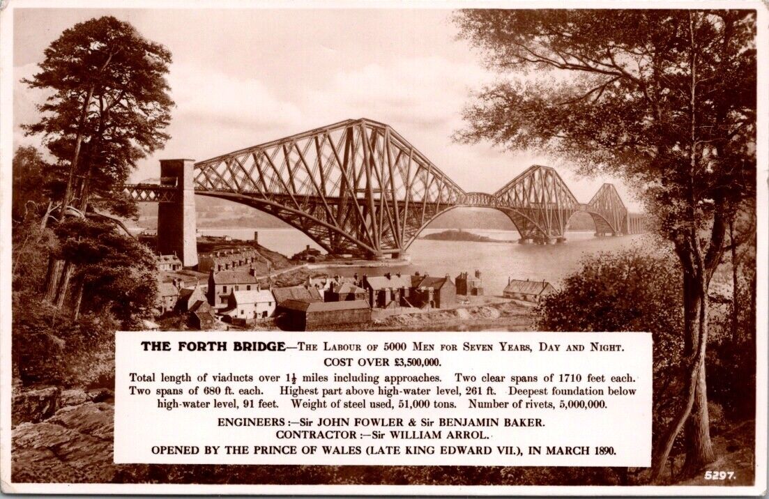 Rare RPPC Forth Bridge Edinburgh Scotland UK Firth of Forth Vintage Postcard