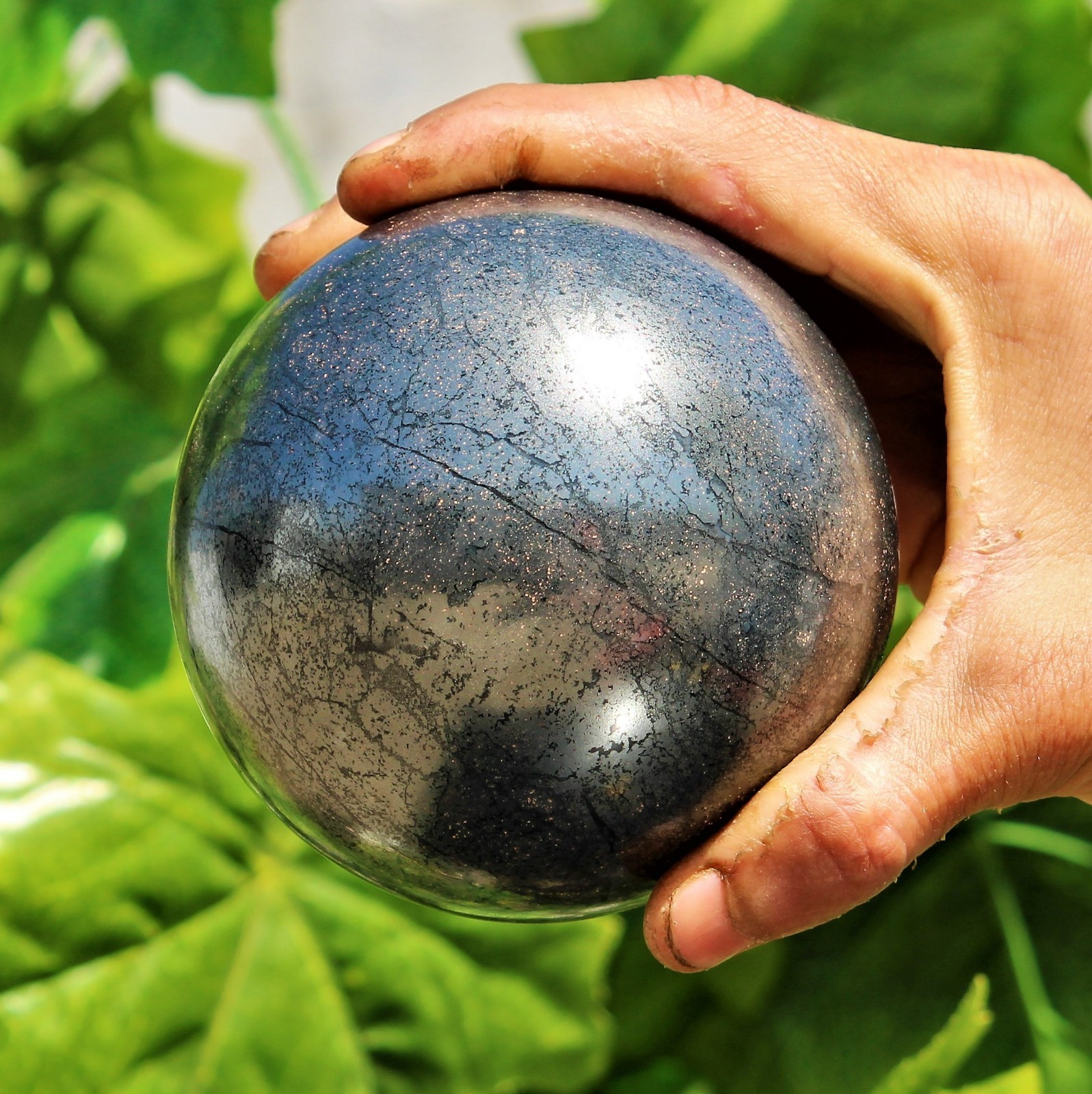 Superb Silver HEMATITE Natural Crystal Home Decor Handmade Gift Sphere 95mm Superb Silver HEMATITE Natural Crystal Home Decor Handmade Gift Sphere 95mm