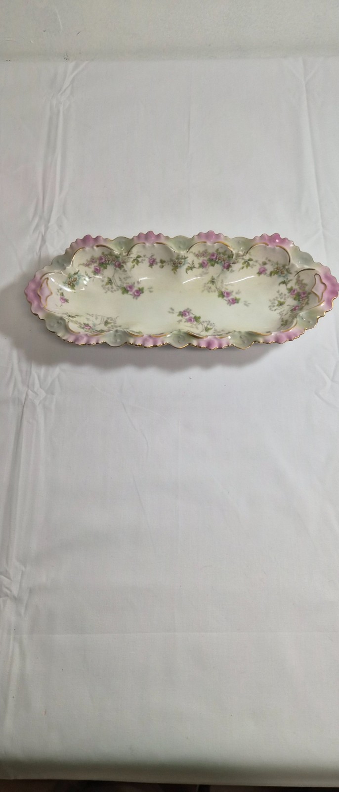 Antique MZ Austria Altrohlau Bridal Rose porcelain celery 11.75 in celery dish Antique MZ Austria Altrohlau Bridal Rose porcelain celery 11.75 in celery dish