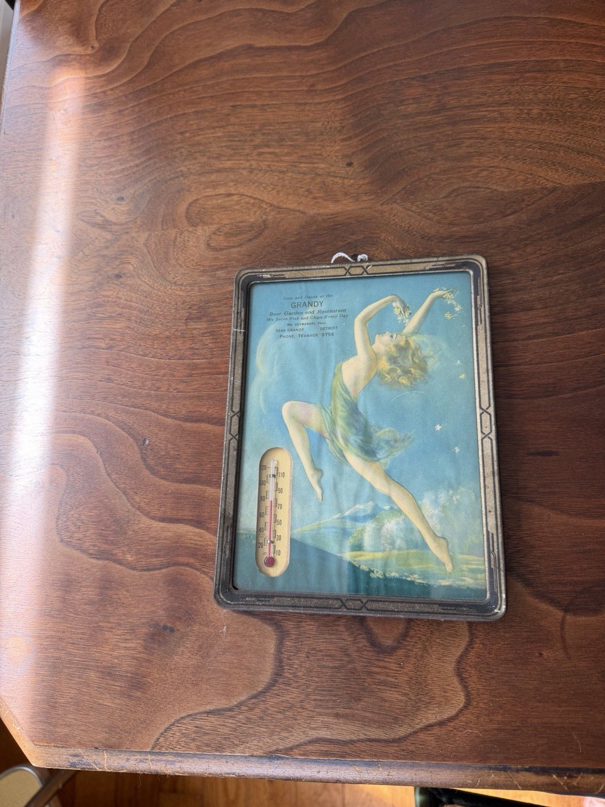 VTG  IRENE PATTEN 1935 SPRINGTIME MAIDEN PIN UP PRINT THERMOMETER CALENDAR