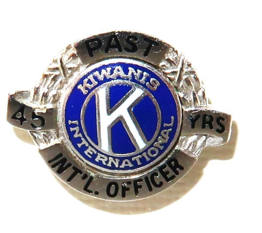 Kiwanis International Past Officer 45 Year 14K White Gold Lapel Screw Back Pin