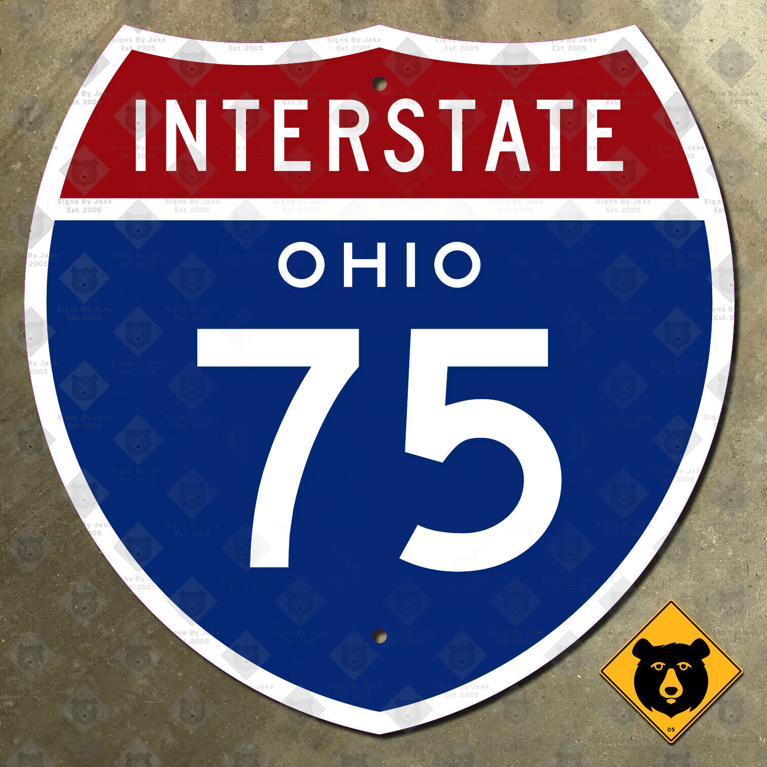 Ohio Interstate 75 highway route sign 1957 Cincinnati Dayton Toledo 18x18