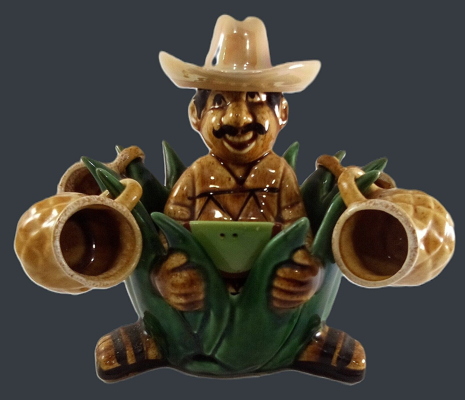Vintage Ceramic Tequila Decanter Set - 4 cups -salt shaker - 