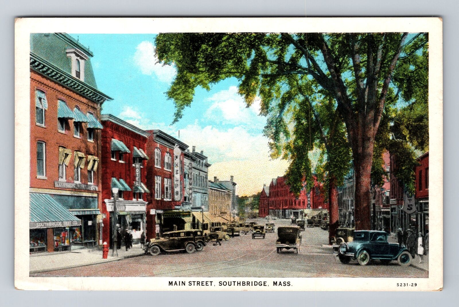 Southbridge MA-Massachusetts, Scenic View, Main St, Hotel, Vintage Postcard