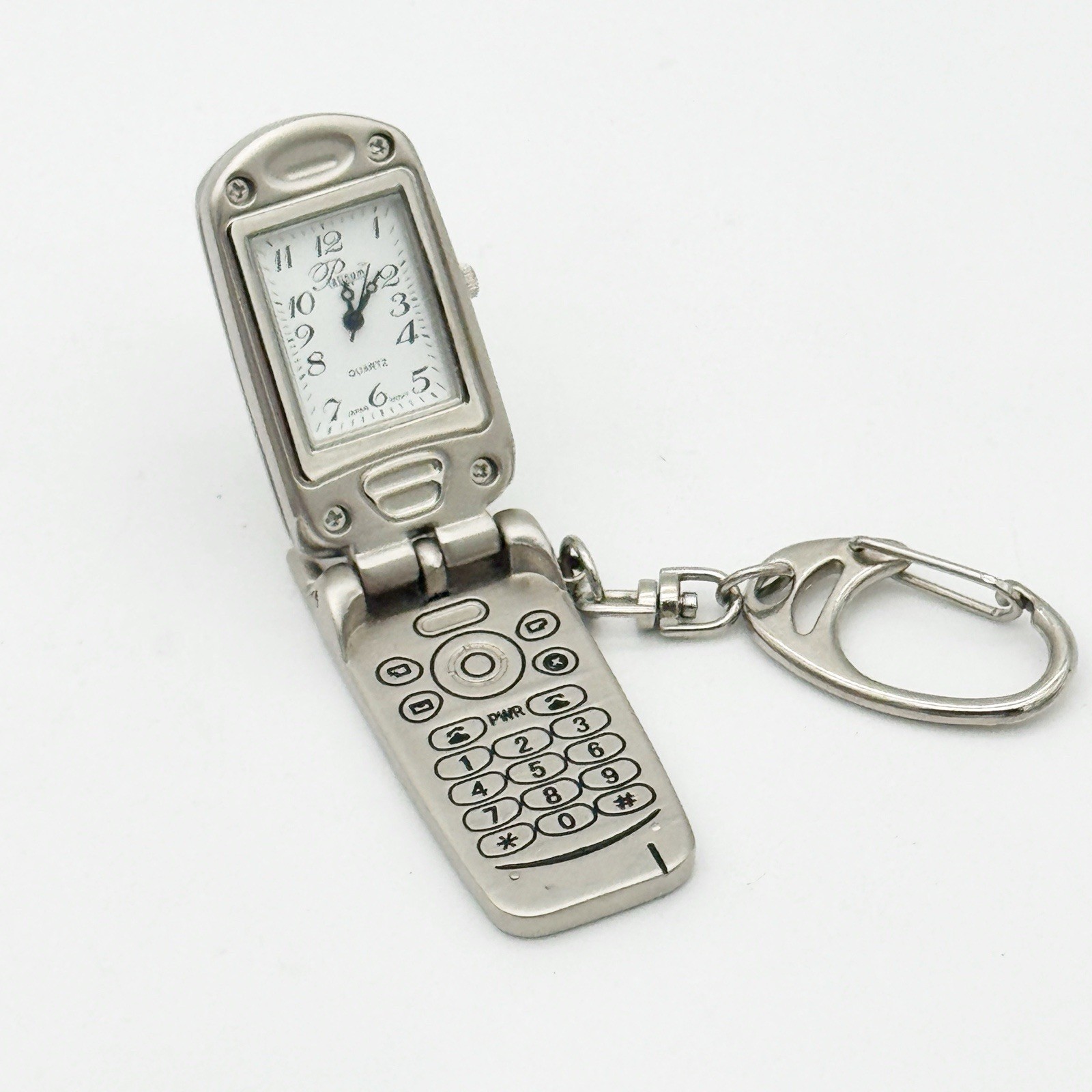 Vintage Flip Phone Clock Keychain 2
