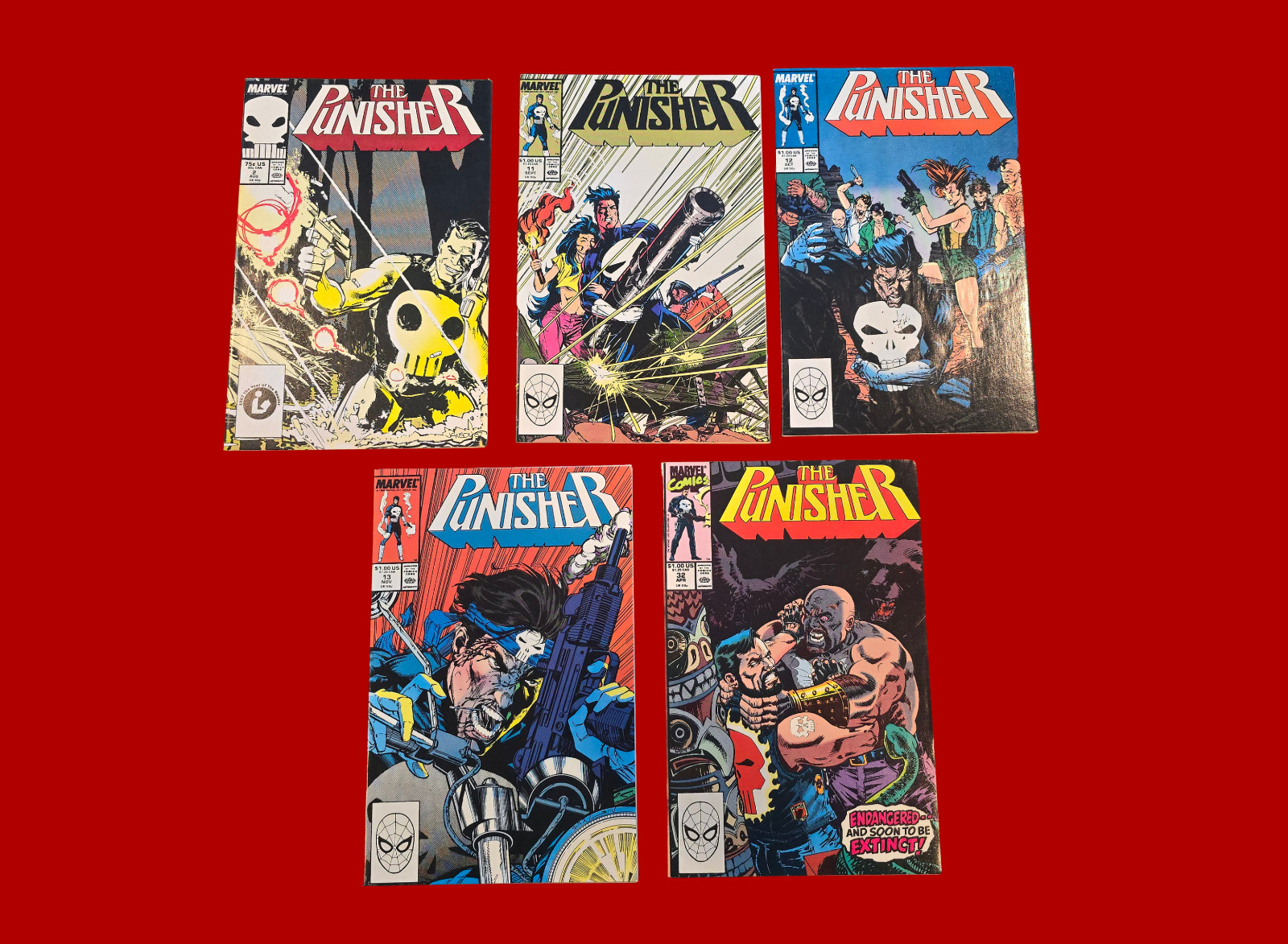 The Punisher #2 #11 #12 #13 #32 Marvel Comics 1987-1990 5-Issue Lot